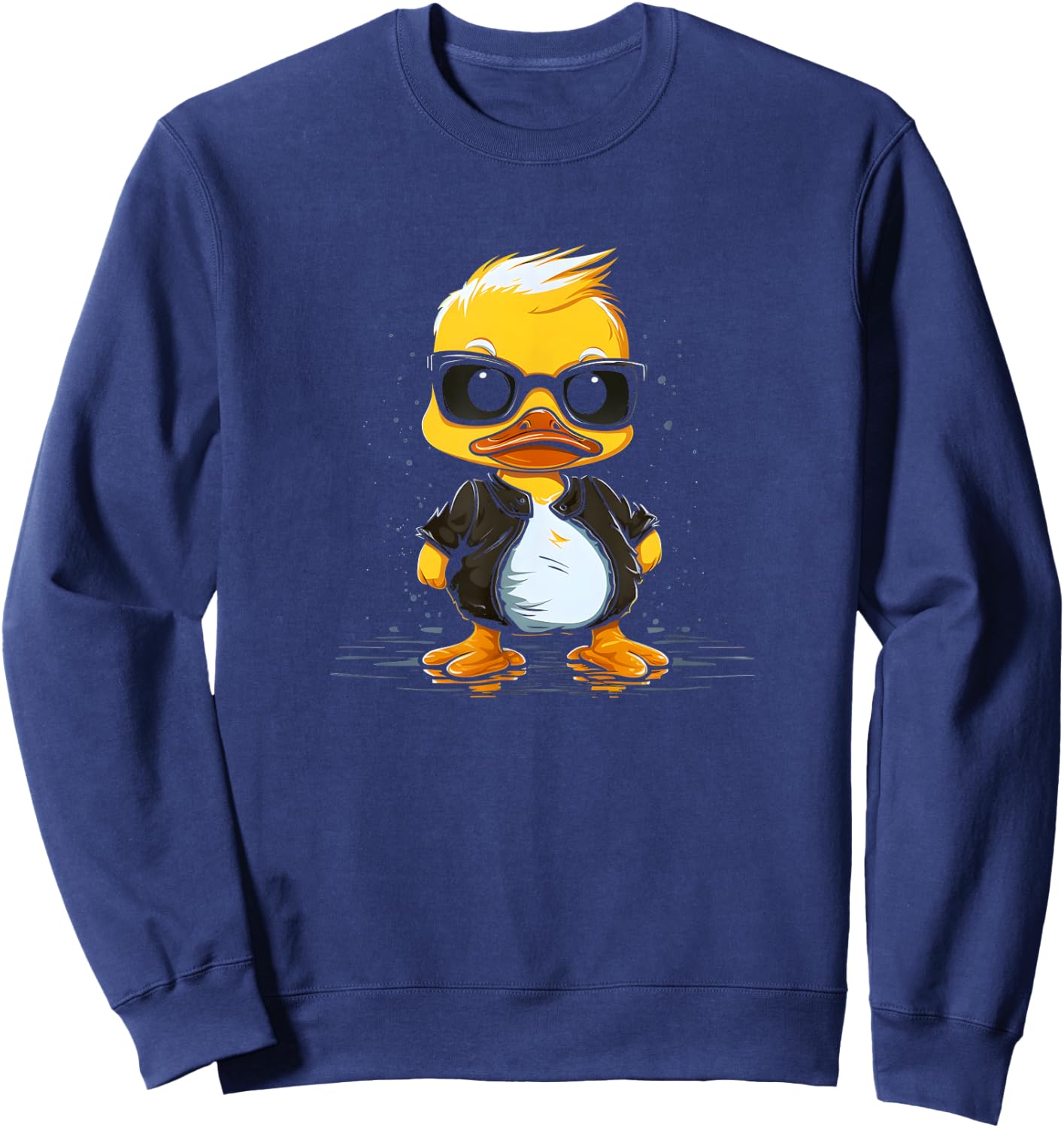 Kleine gelbe Ente mit Sonnenbrille/Lustiges 80er Jahre Enten Sweatshirt - Sweatshirt | Navy