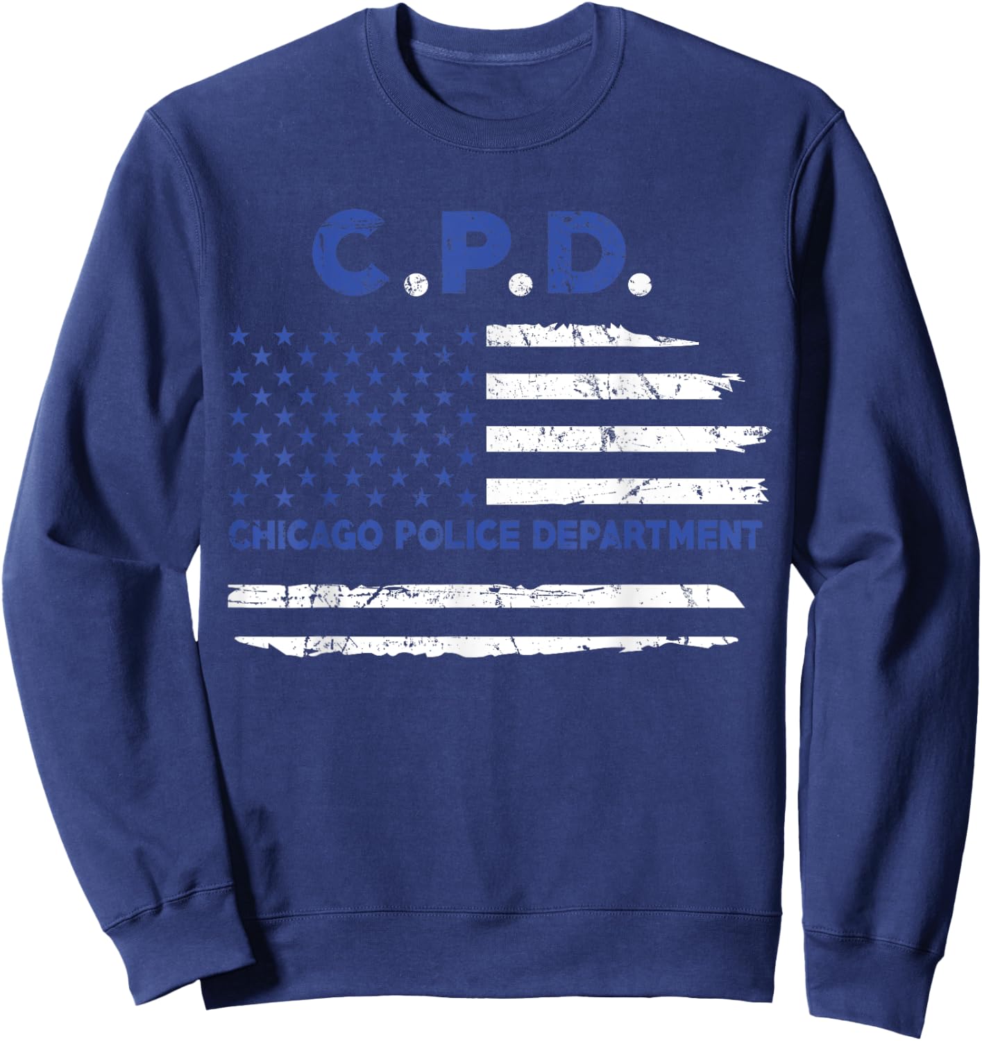 Chicago Police Officer American Flag Thin Blue Line Men Sweatshirt - Sweatshirt | Navy