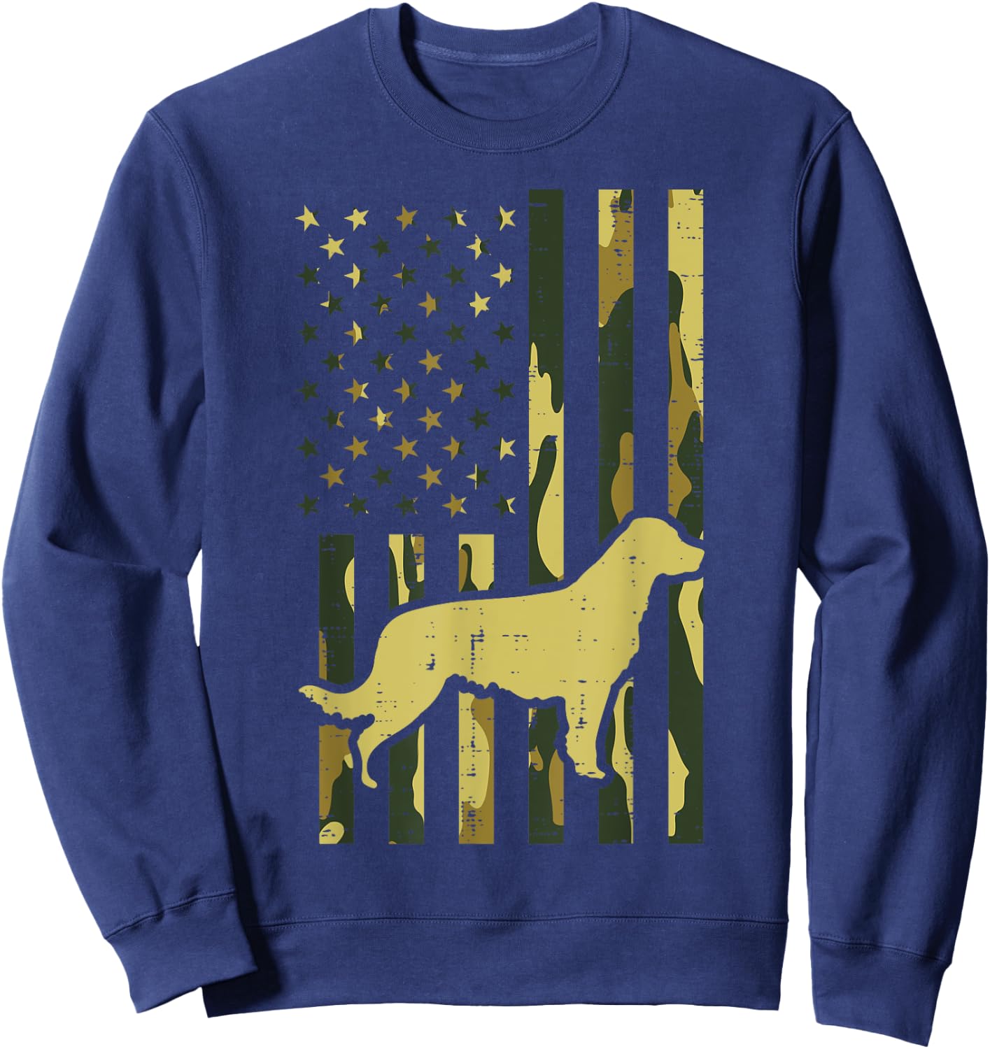 Camo US Flag Golden Retriever Vintage Pet Dog Patriotic Gift Women Kids Men Sweatshirt - Sweatshirt | Navy