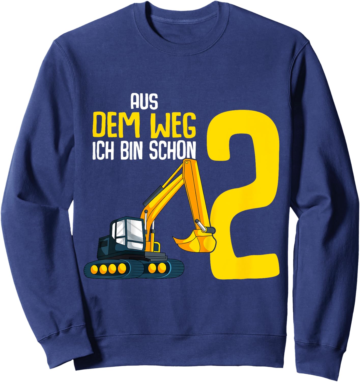 Kids 2nd Birthday Digger Digger Driver 2 Years Kids Boy , black Sweatshirt - Sweatshirt | Navy
