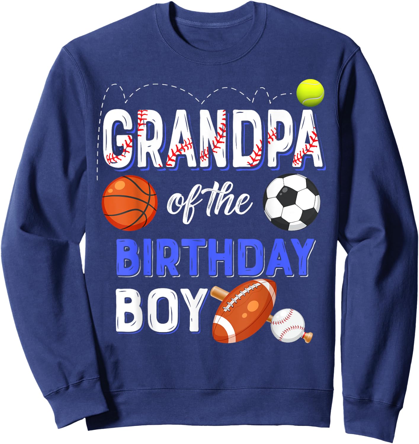 Grandpa Of The Birthday Boy Sports 1st Family Matching Party Sweatshirt - Sweatshirt | Navy
