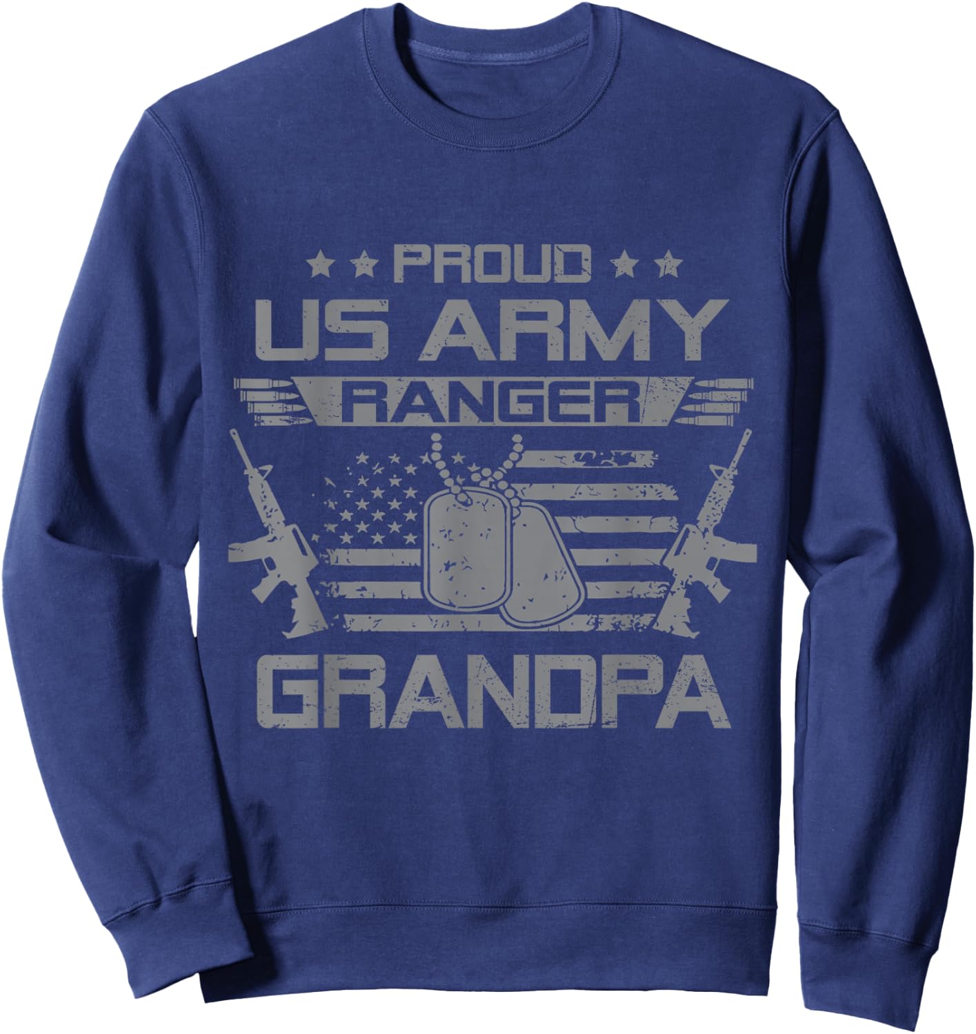 Proud US Army Ranger Grandpa Flag American USA Military Sweatshirt - Sweatshirt | Navy