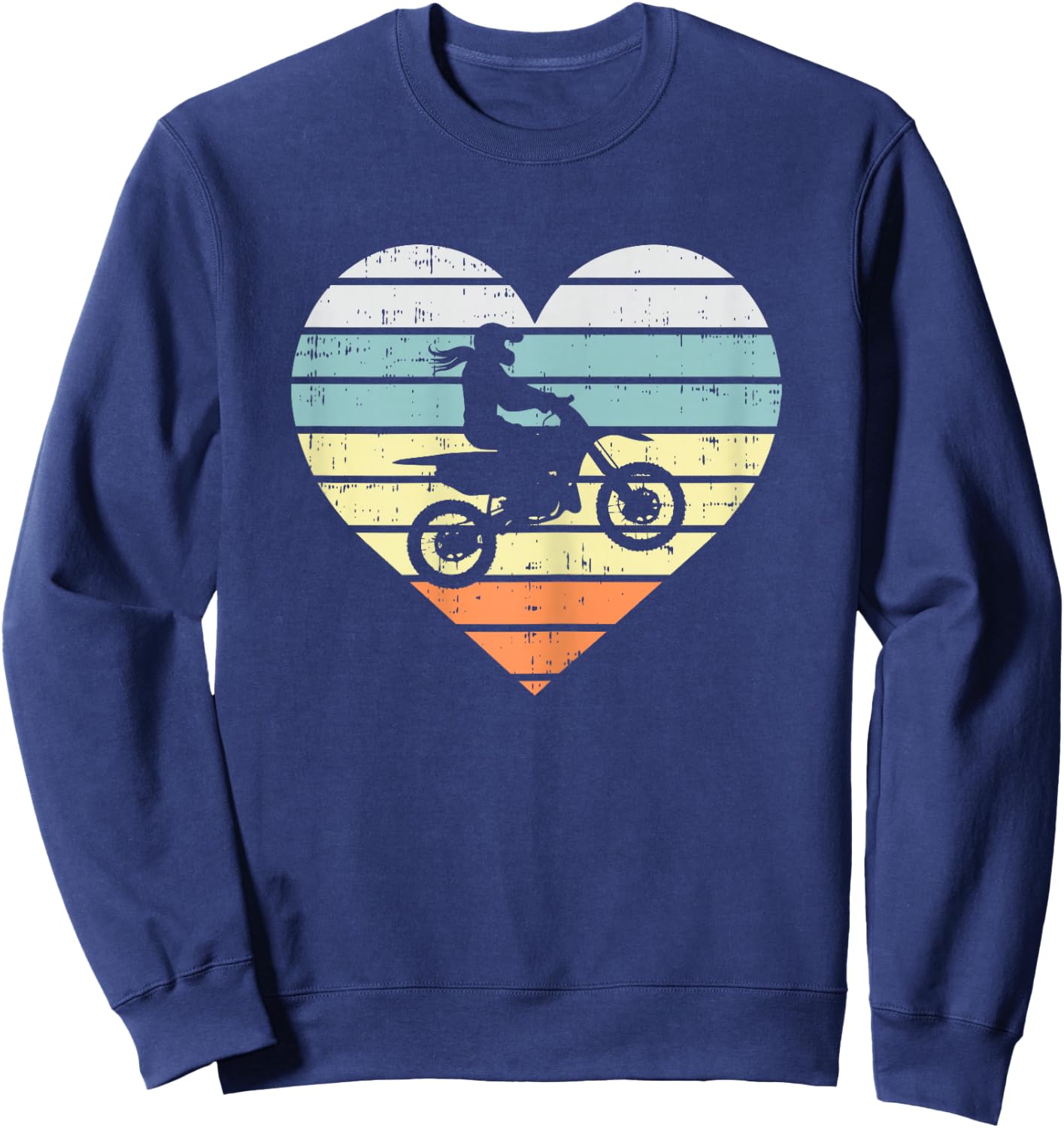 Dirt Biker Girl Heart Retro Motocross Racing Riding Gift Sweatshirt - Sweatshirt | Navy