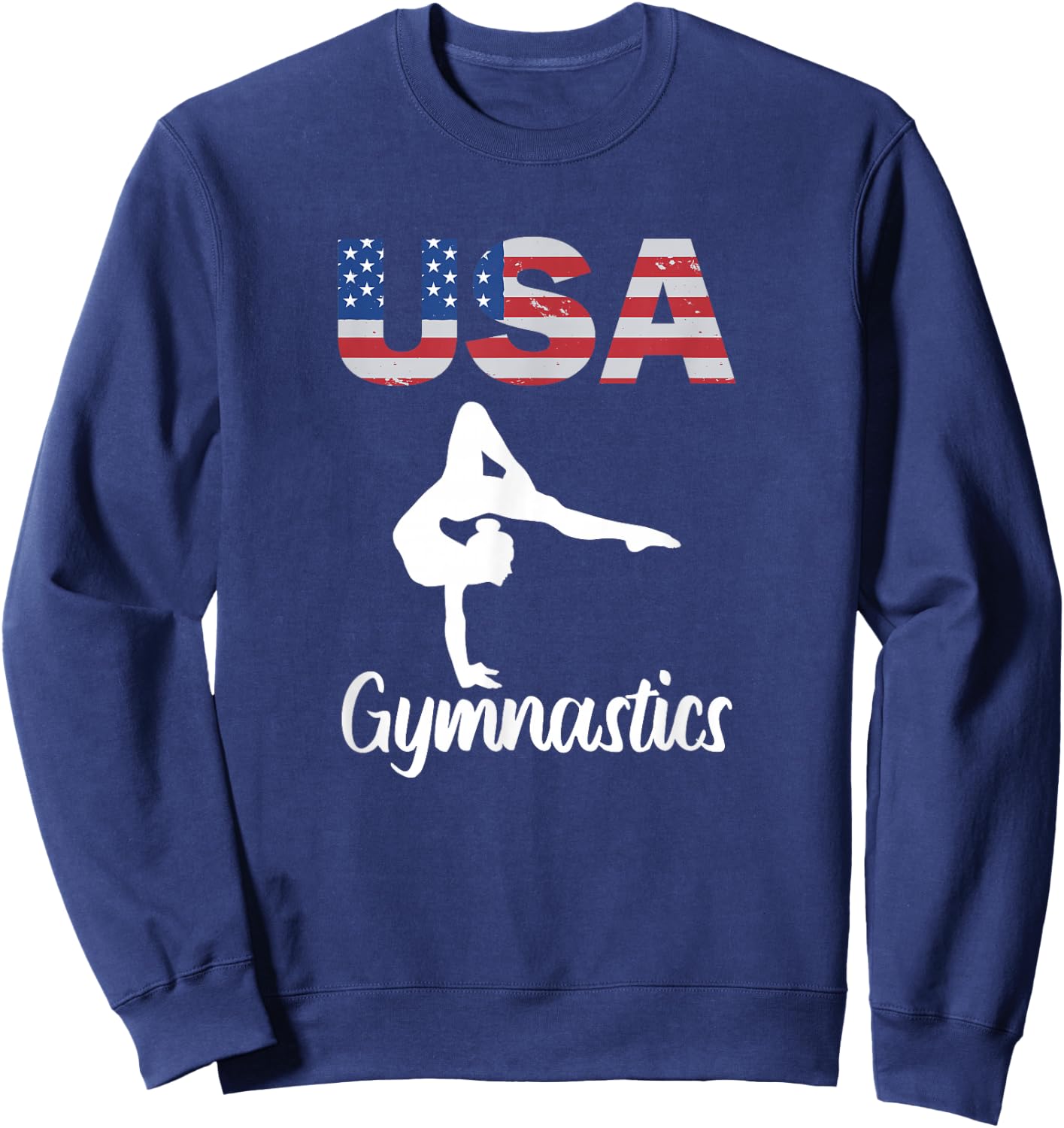 USA American Flag Gymnastics Gymnast 4th of July Sweatshirt - Sweatshirt | Navy