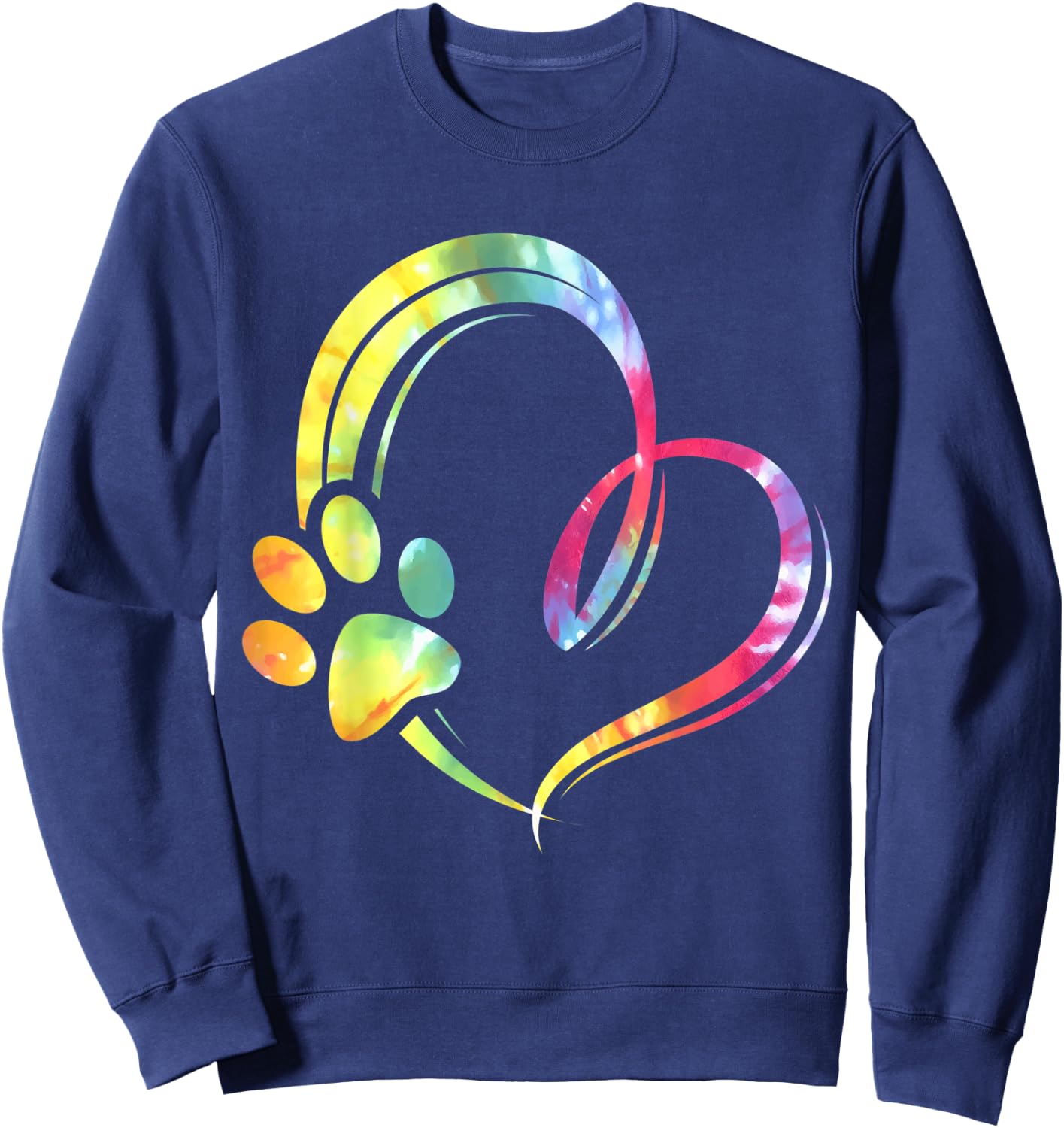 Watercolored Paw and Heart Design Dog Lover Women Sweatshirt - Sweatshirt | Navy