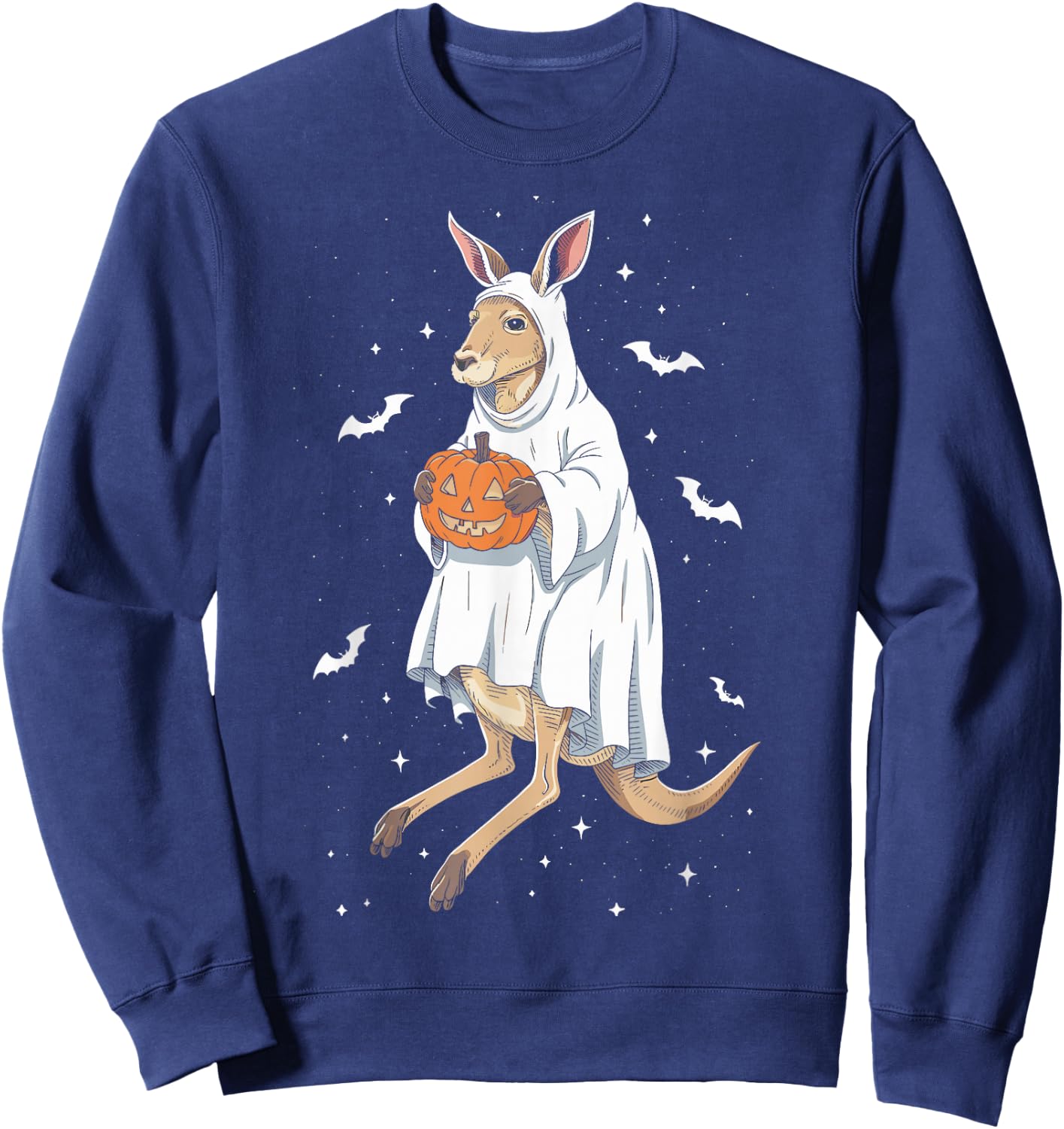 Funny Ghost Kangaroo Lovers Spooky Halloween Costume Sweatshirt - Sweatshirt | Navy