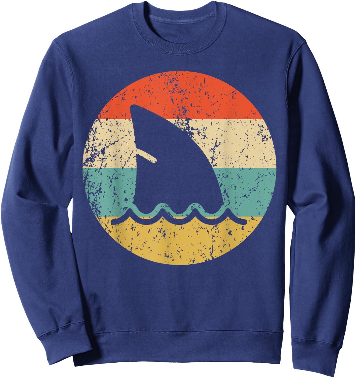 Shark Fin Retro Style Shark Sweatshirt - Sweatshirt | Navy
