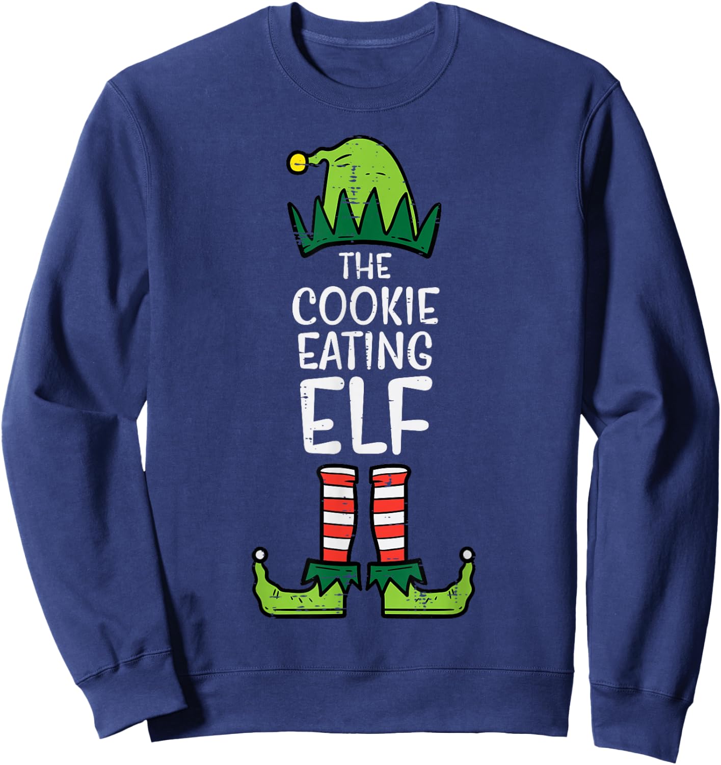 Cookie Eating Elf Xmas Christmas Family Dad Kids Sweatshirt - Sweatshirt | Navy