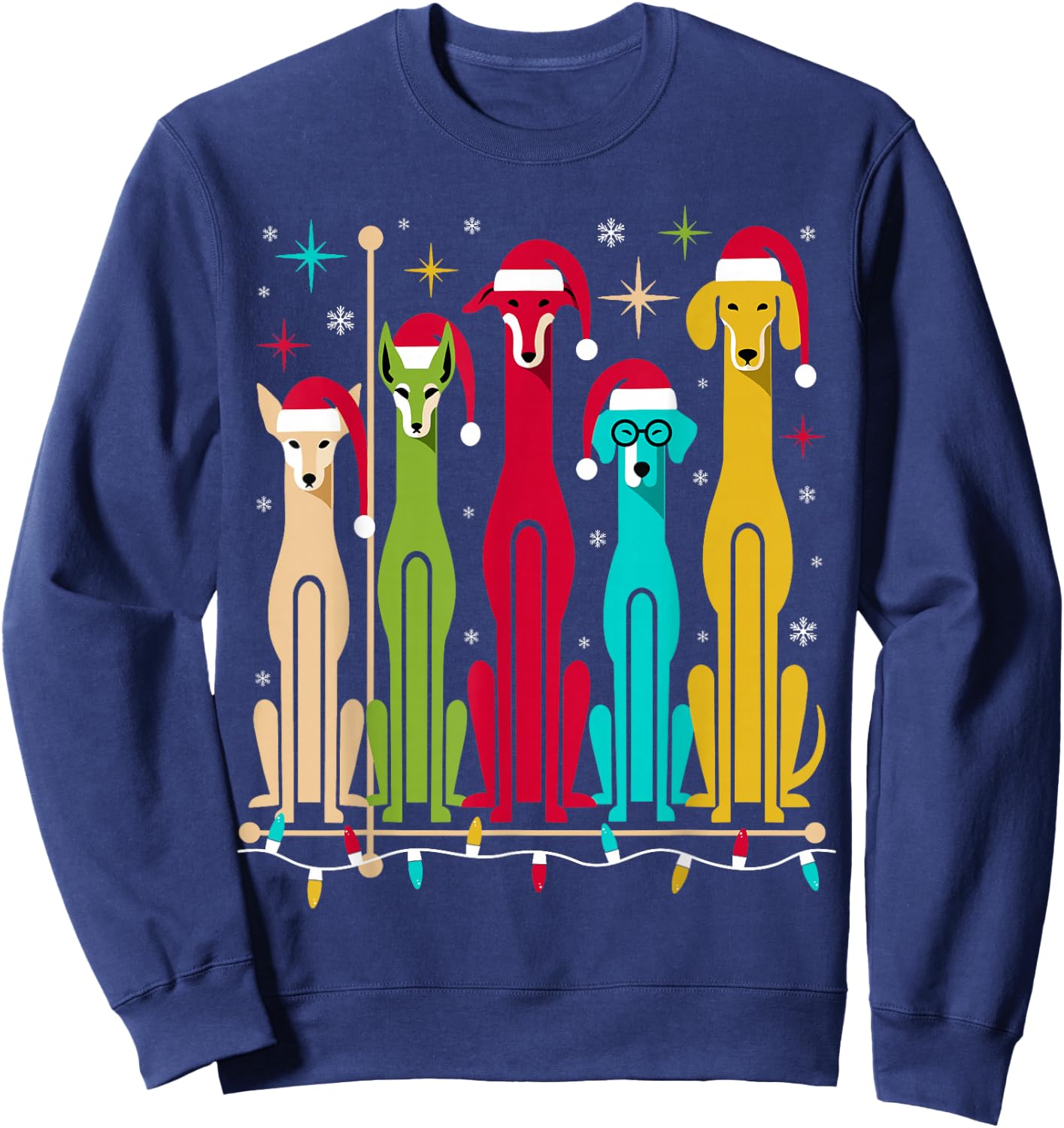 Retro Mid-Century Modern Dogs 50s 60s Style Christmas Sweatshirt - Sweatshirt | Navy