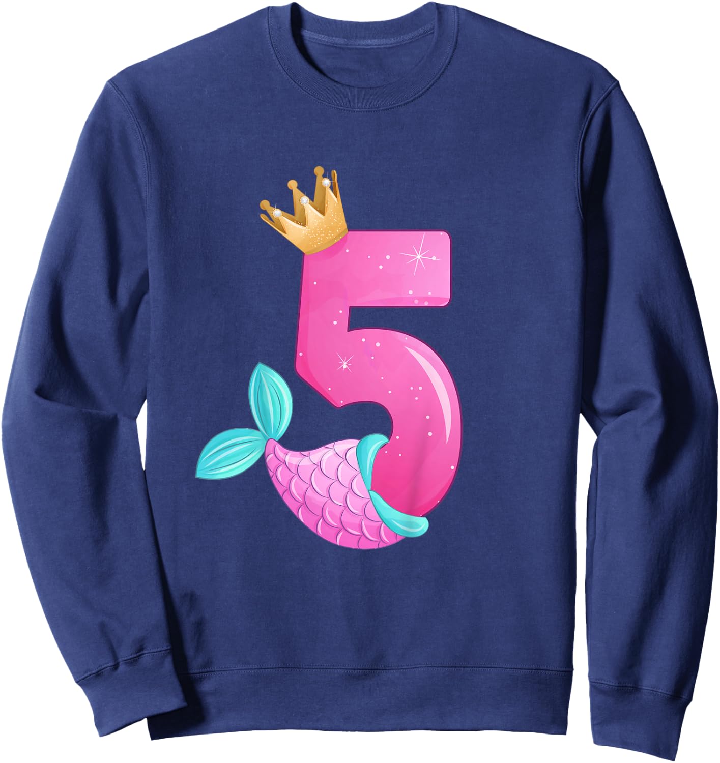 Birthday Girl 5 years old, Mermaid Fin, Number 5 Sweatshirt - Sweatshirt | Navy