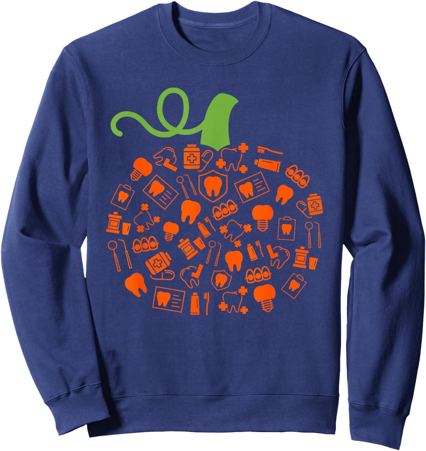 Teeth Ghost Pumpkin Witch Dental Halloween Dentist Dental Sweatshirt - Sweatshirt | Navy