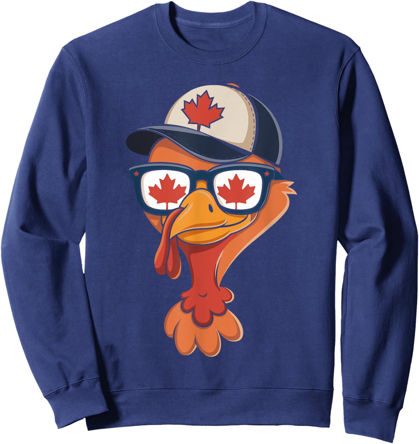 Cool Turkey Canada Flag Sunglasses Canadian Thanksgiving Day Sweatshirt - Sweatshirt | Navy
