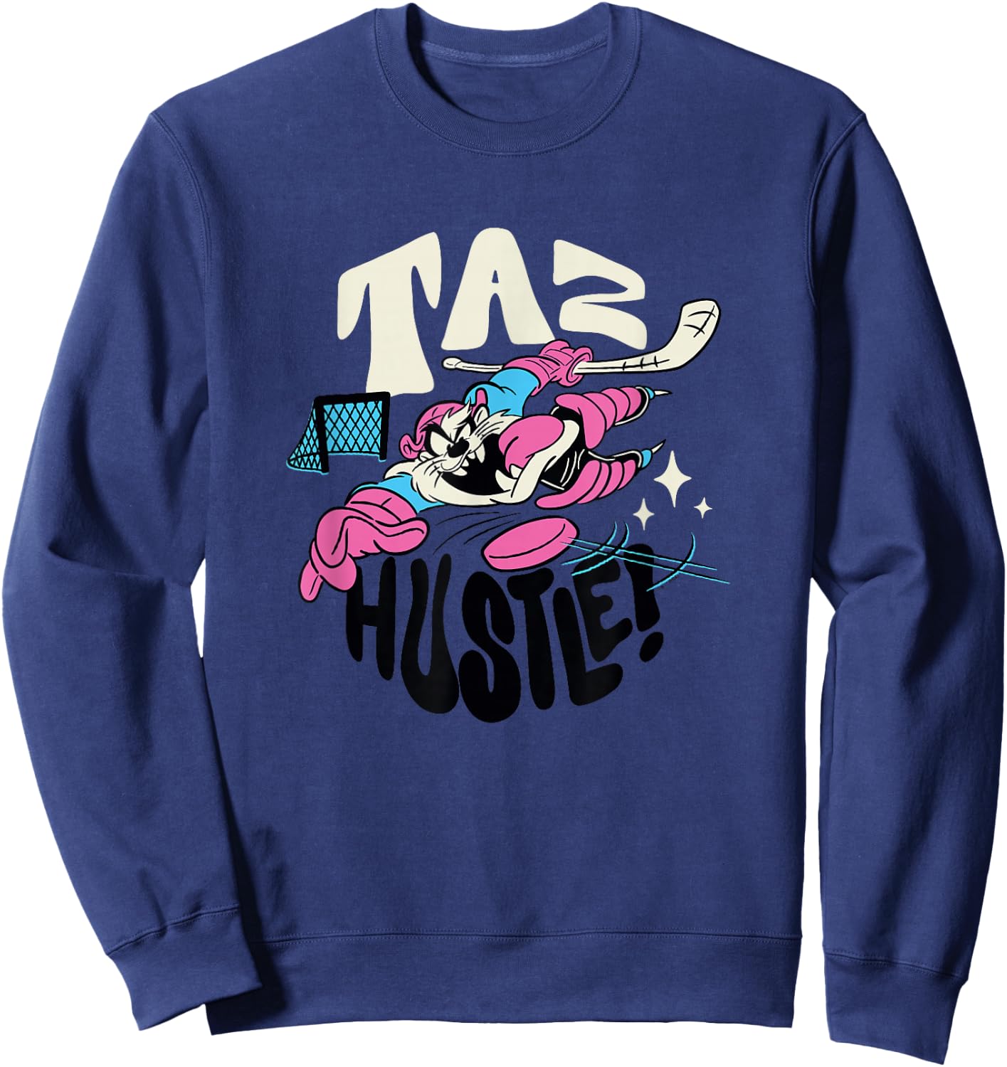 Looney Tunes Tasmanian Devil Retro Vintage Hockey Hustle Sweatshirt - Sweatshirt | Navy