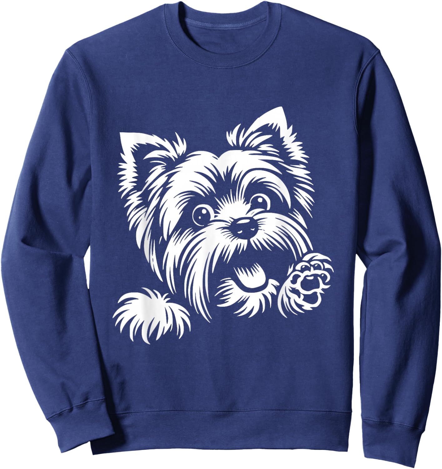 Yorkshire Terrier Dog Peeking Yorkie Graphic Design Women Kids Sweatshirt - Sweatshirt | Navy
