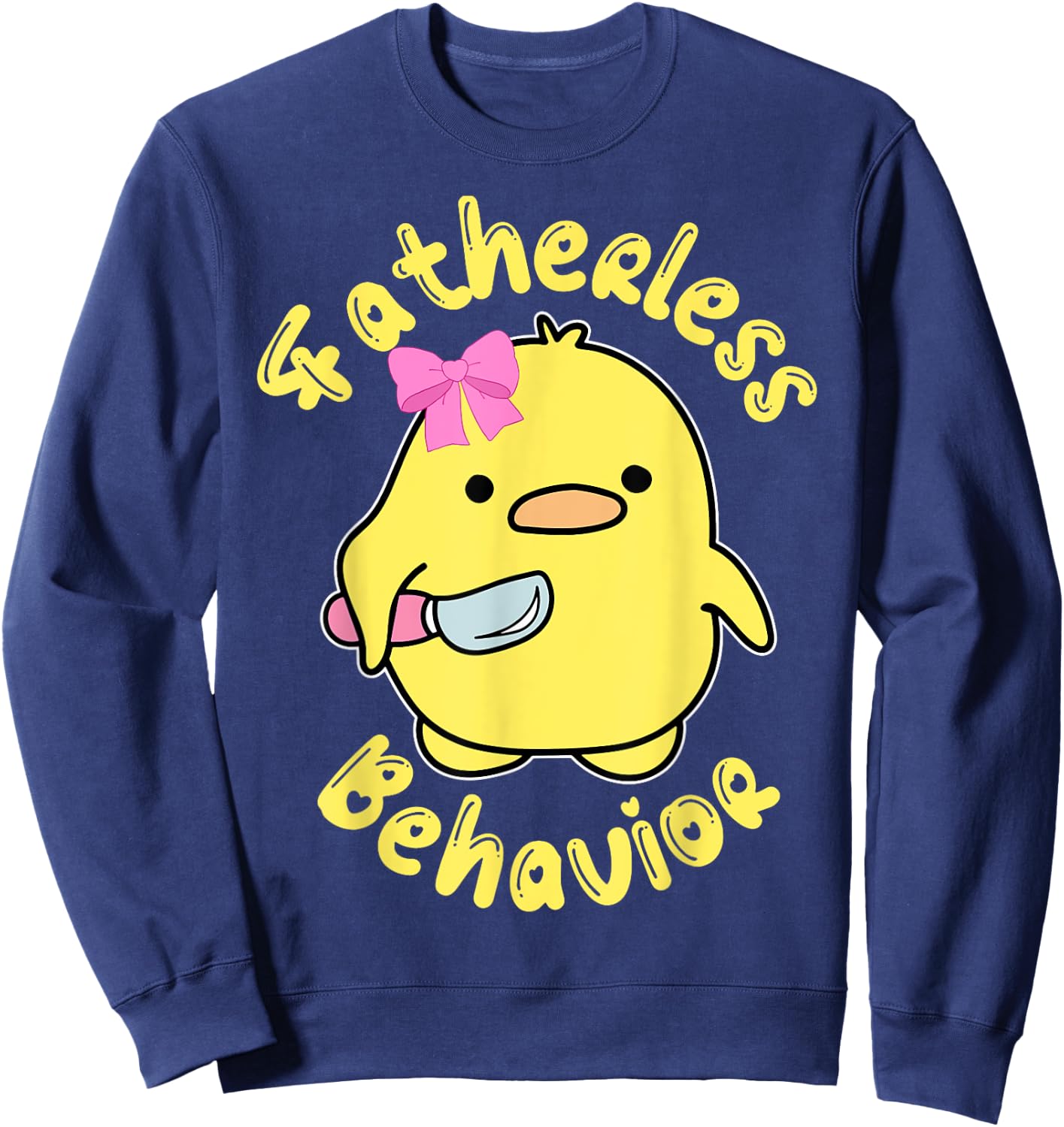 Fatherless Behavior Knife Duck Cute Design Sweatshirt - Sweatshirt | Navy