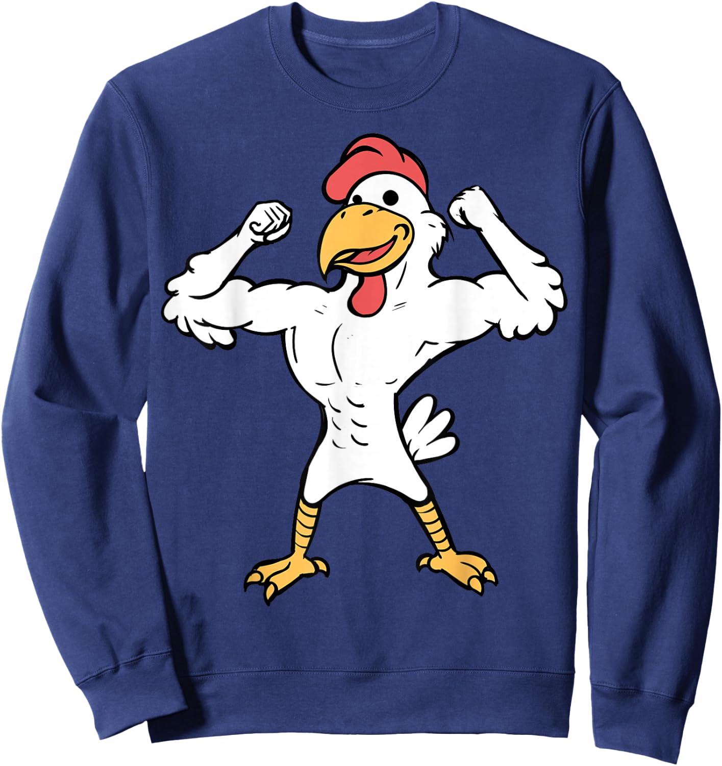 Muscle Chicken Muscle Chicken Flexing Fitness Cartoon Sweatshirt - Sweatshirt | Navy