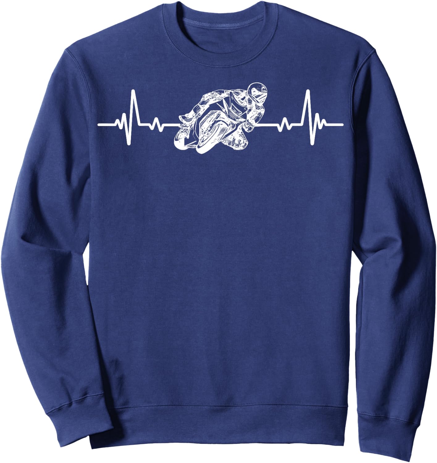 Motorcycle Racing Heartbeat Motorcycle Racing Biker Humour Sweatshirt - Sweatshirt | Navy