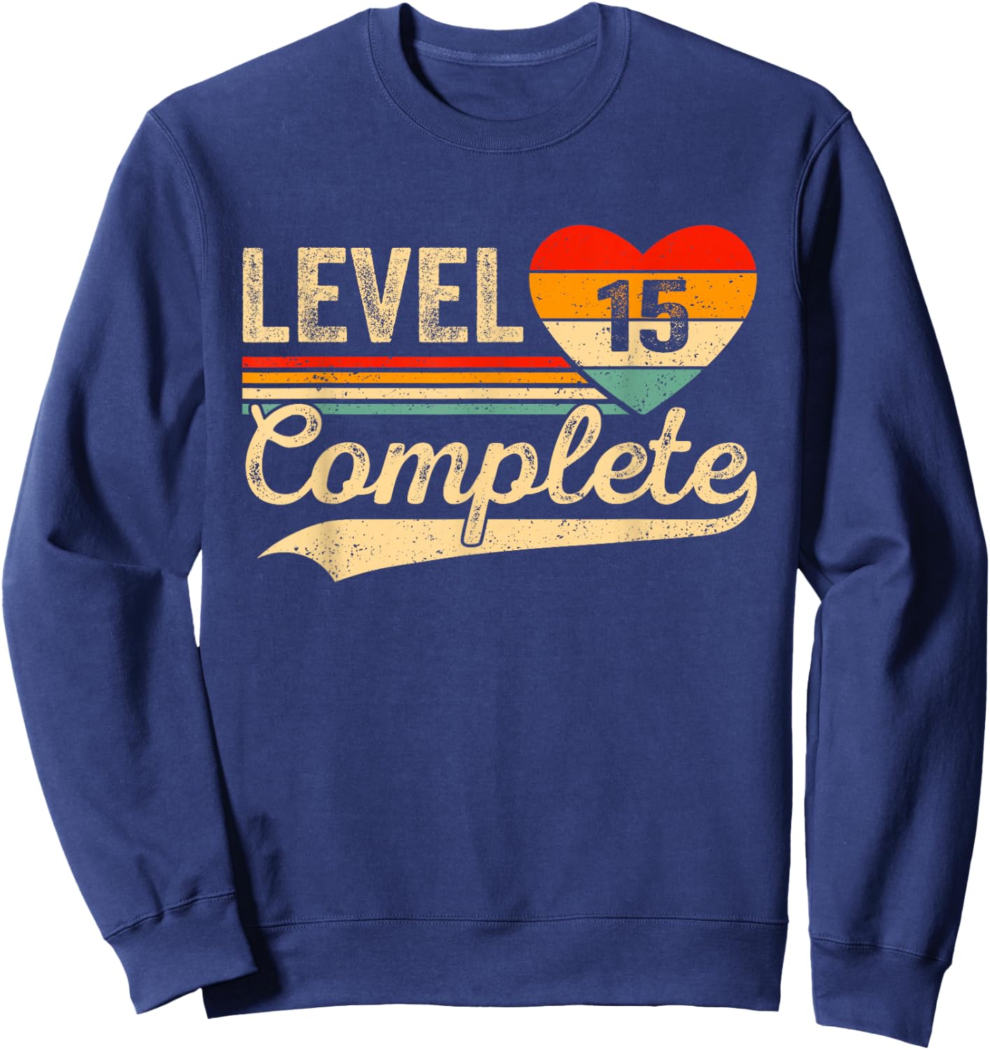 Level 15 Complete 15 Years Video Gamer Wedding Anniversary Sweatshirt - Sweatshirt | Navy