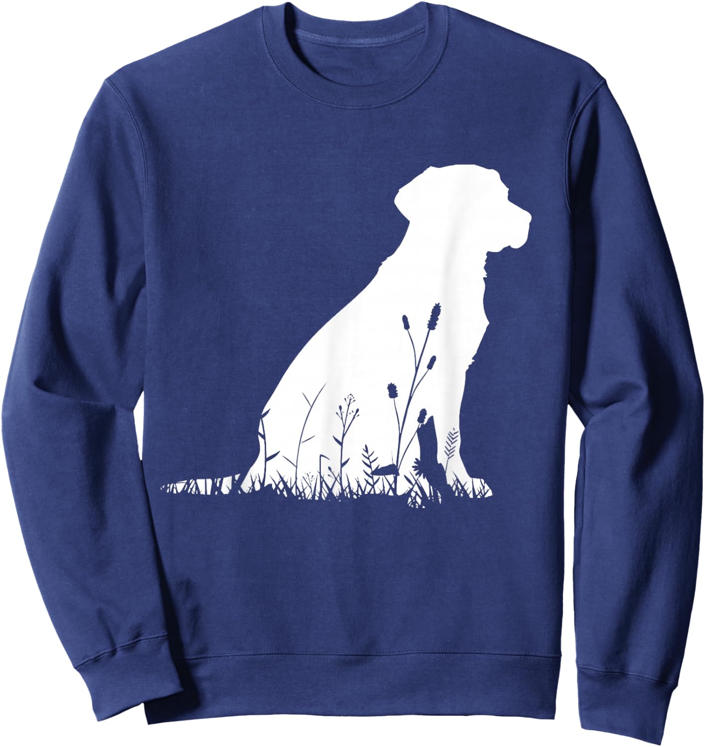 Labrador Retriever Wildflower Silhouette Labrador Dog Mom Sweatshirt - Sweatshirt | Navy