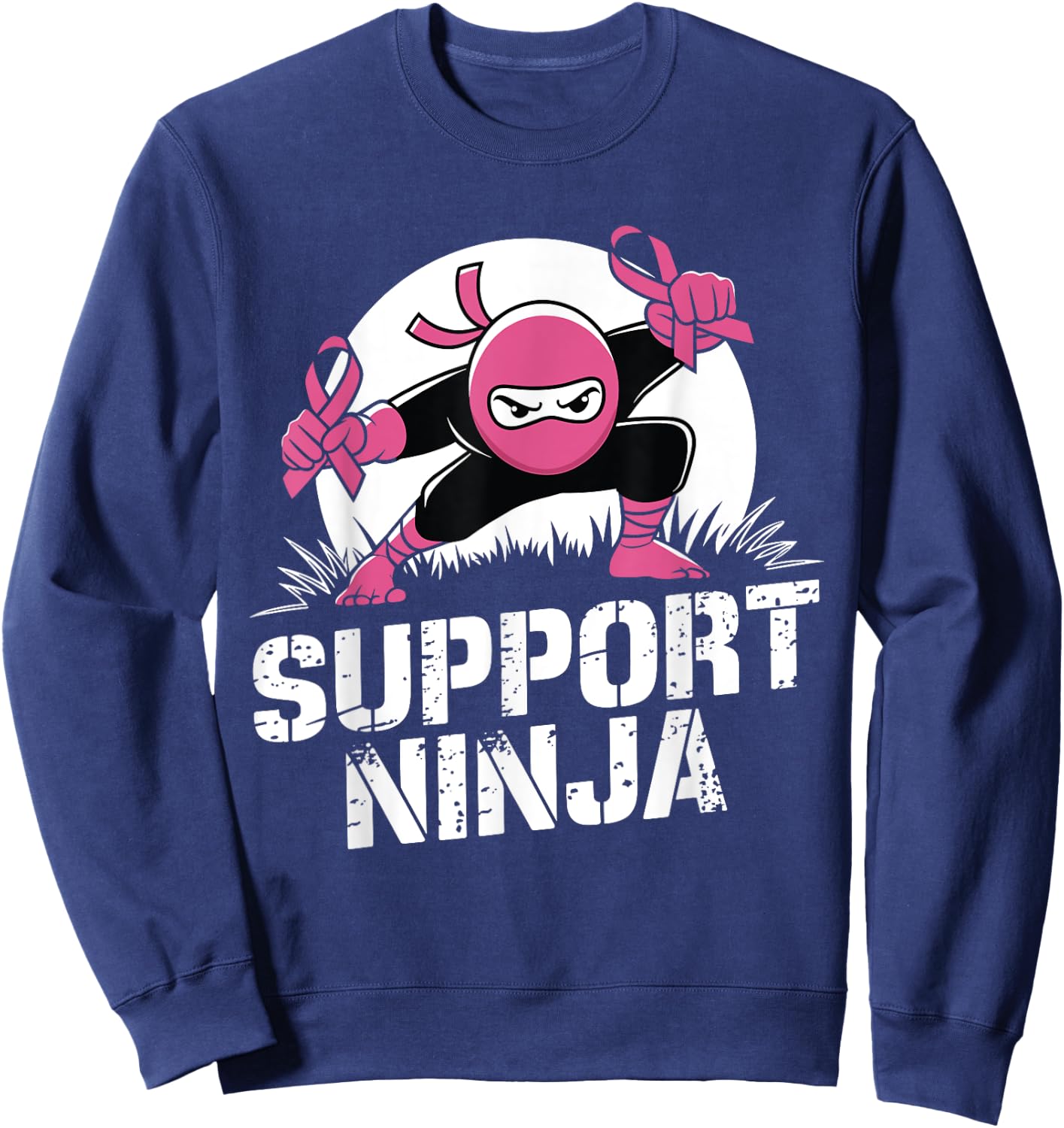 Support Ninja Breast Cancer Awareness Survivor Toddler Boy Sweatshirt - Sweatshirt | Navy