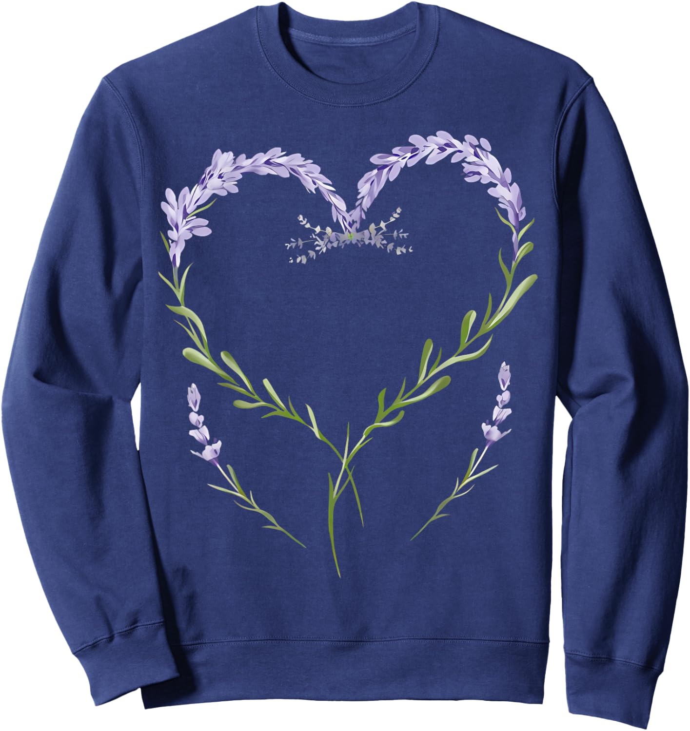 Vintage Botanical Heart Lavender Flower Gardening Floral Sweatshirt - Sweatshirt | Navy