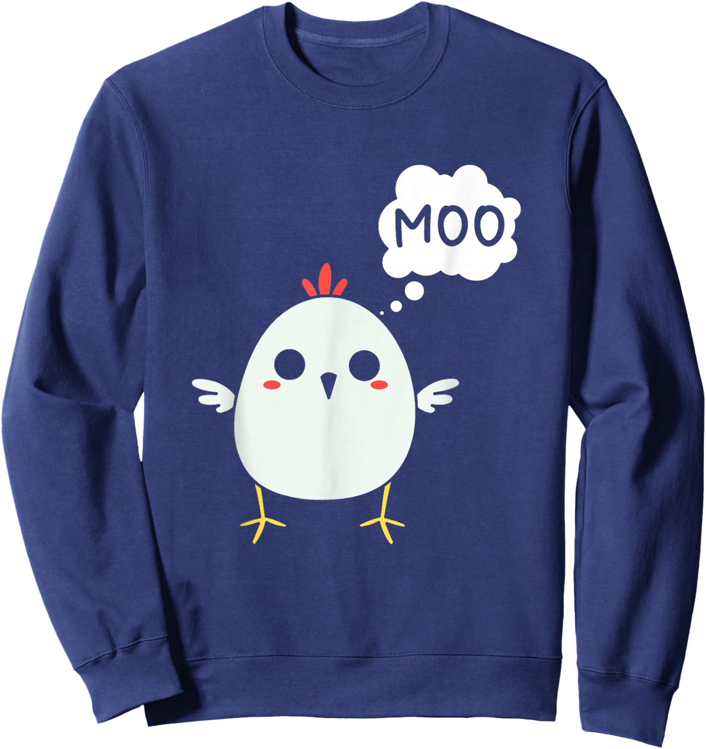 Funny Chicken Says Moo | Cow Chicken Kids Sweatshirt - Sweatshirt | Navy