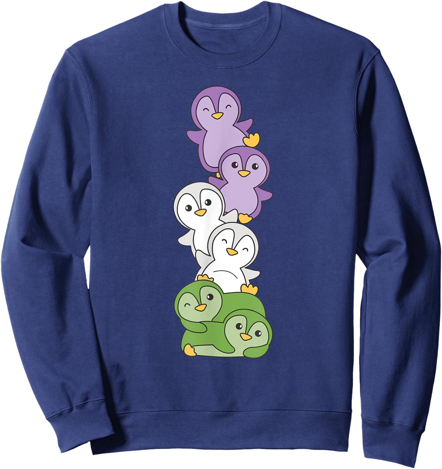 Genderqueer Flag Gay Pride Month Lgbtq Genderqueer Penguin Sweatshirt - Sweatshirt | Navy