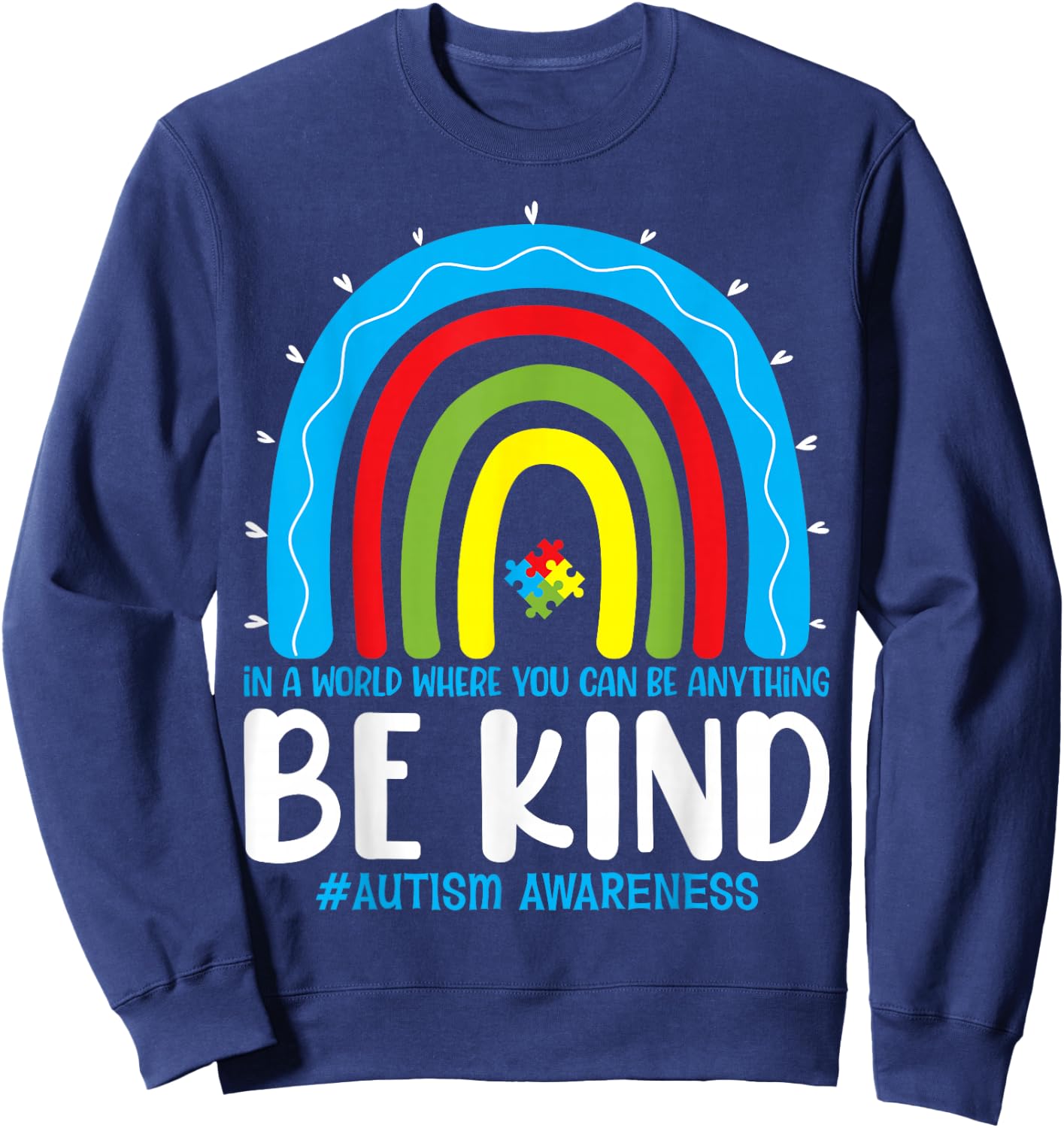 Be Kind Autism Awareness Rainbow Leopard Choose Kindness Sweatshirt - Sweatshirt | Navy