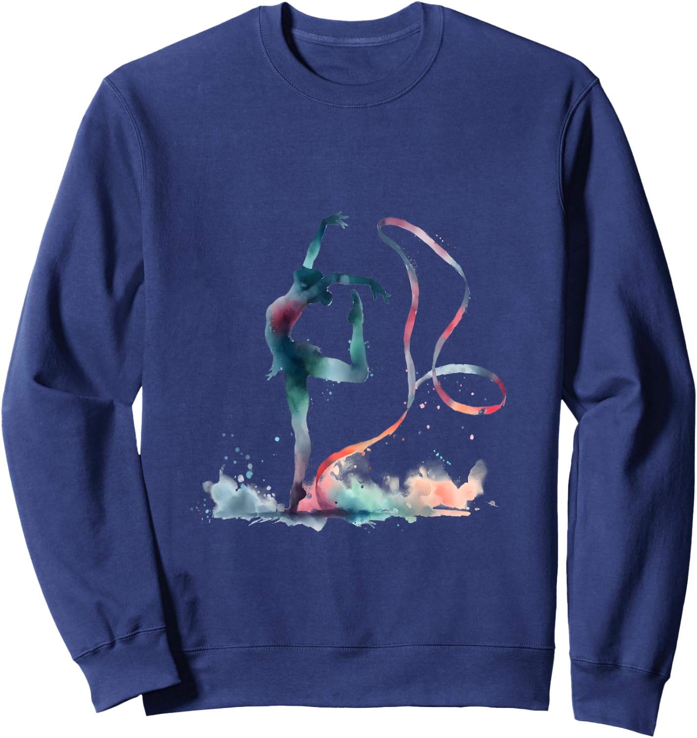 I Love Rhythmic Gymnastics Watercolor GRS Ribbon , white, Female X-Small Sweatshirt - Sweatshirt | Navy