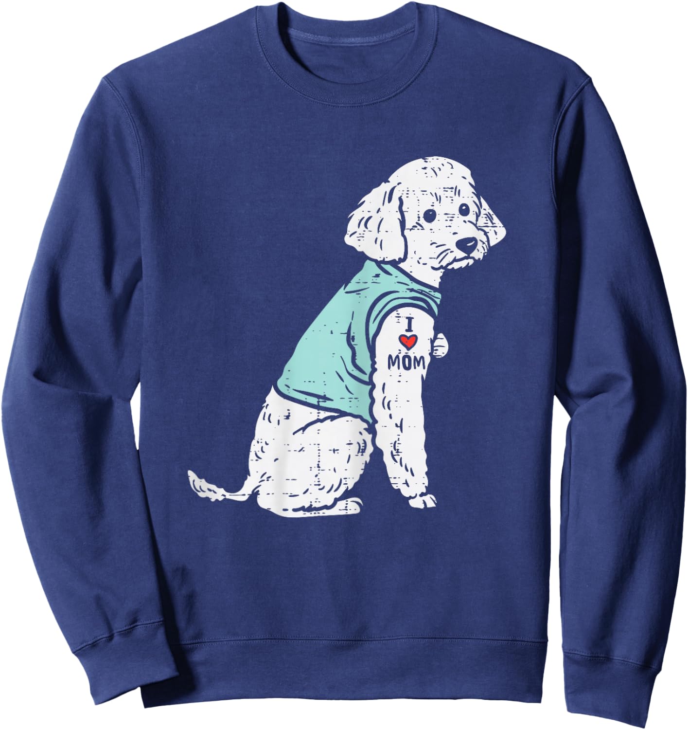 Poodle I Love Mom Tattoo Cute Pet Dog Owner Lover Women Gift Sweatshirt - Sweatshirt | Navy