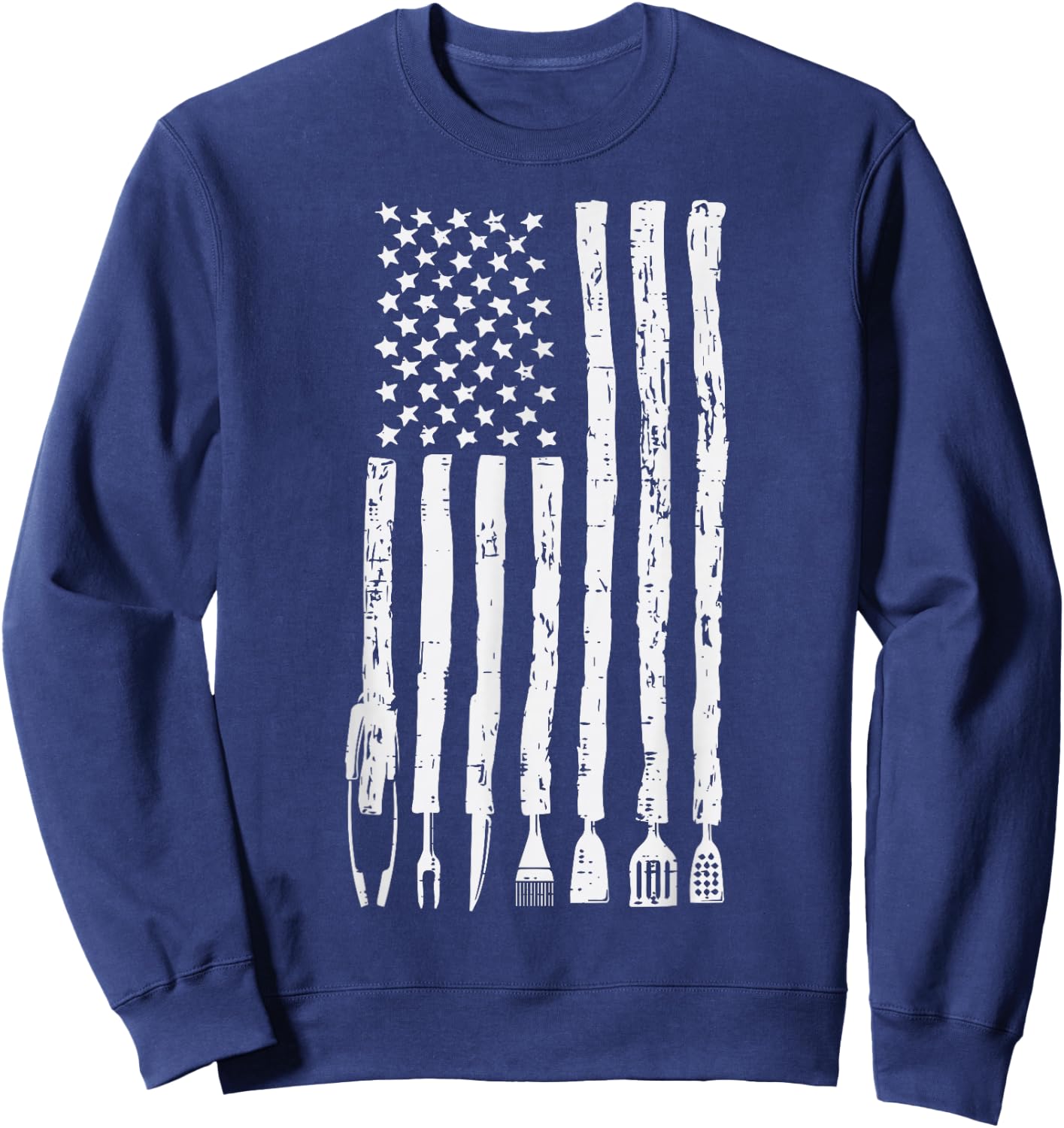 US Flag Grilling Tools Bbq Barbecue Patriotic Men Women Kids Sweatshirt - Sweatshirt | Navy