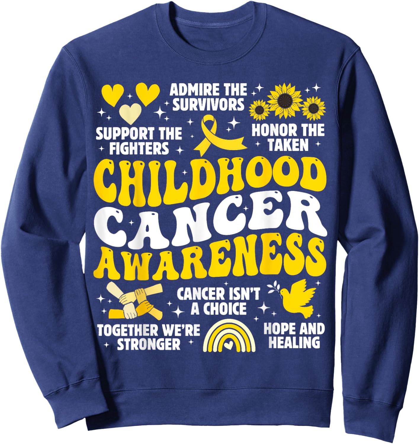 Support Fighters Childhood Cancer Awareness Men Women & Kids Sweatshirt - Sweatshirt | Navy