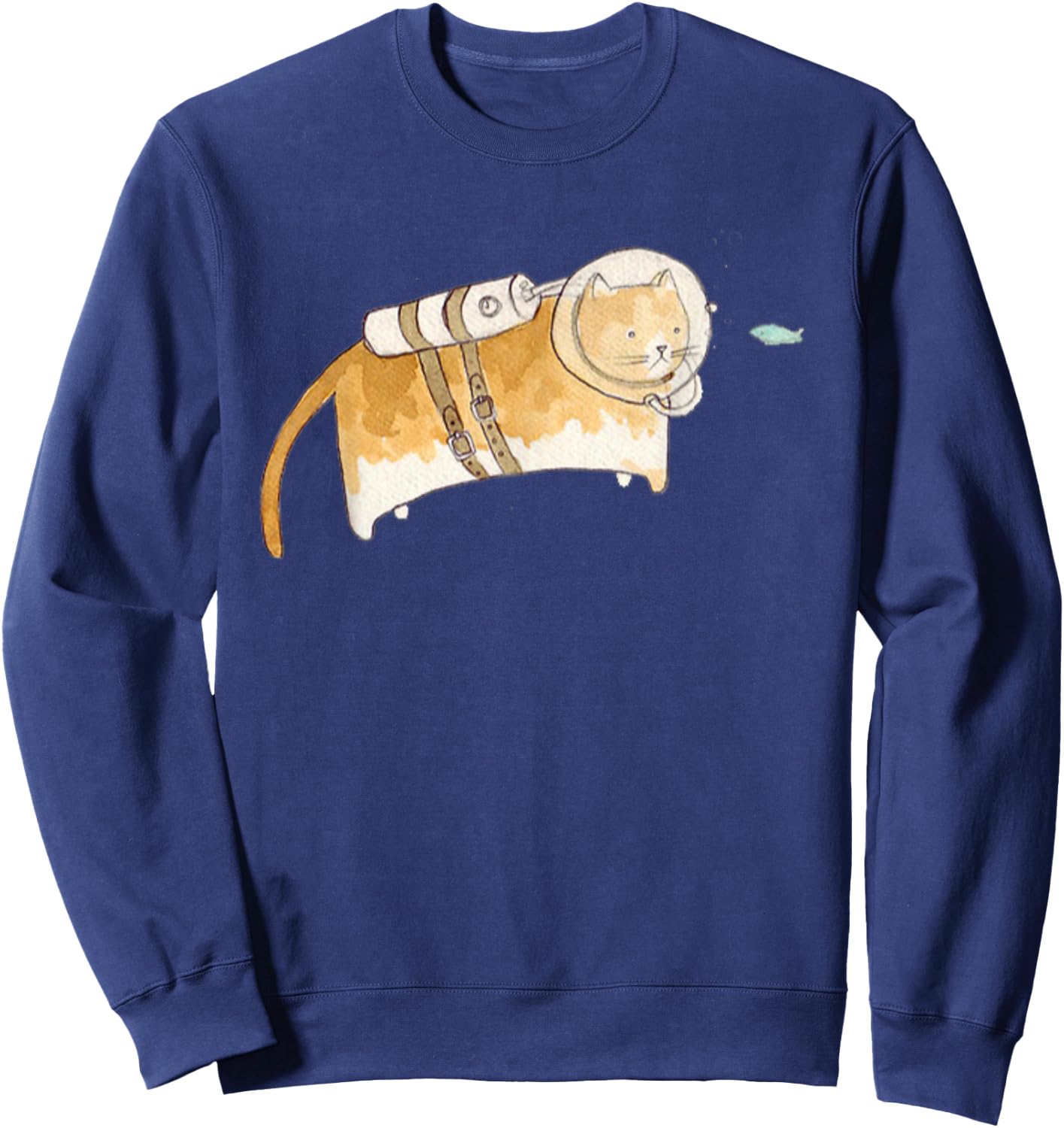 Scuba Cat Diving | Funny Scuba Diving Underwater Women Girls Kids Sweatshirt - Sweatshirt | Navy