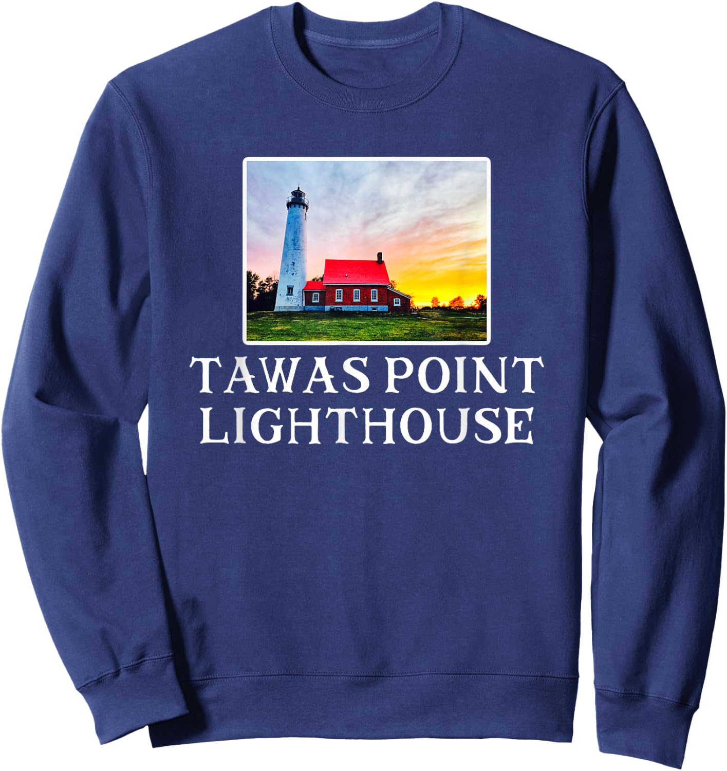 Tawas Point Lighthouse Up North Michigan Lake Huron Sweatshirt - Sweatshirt | Navy