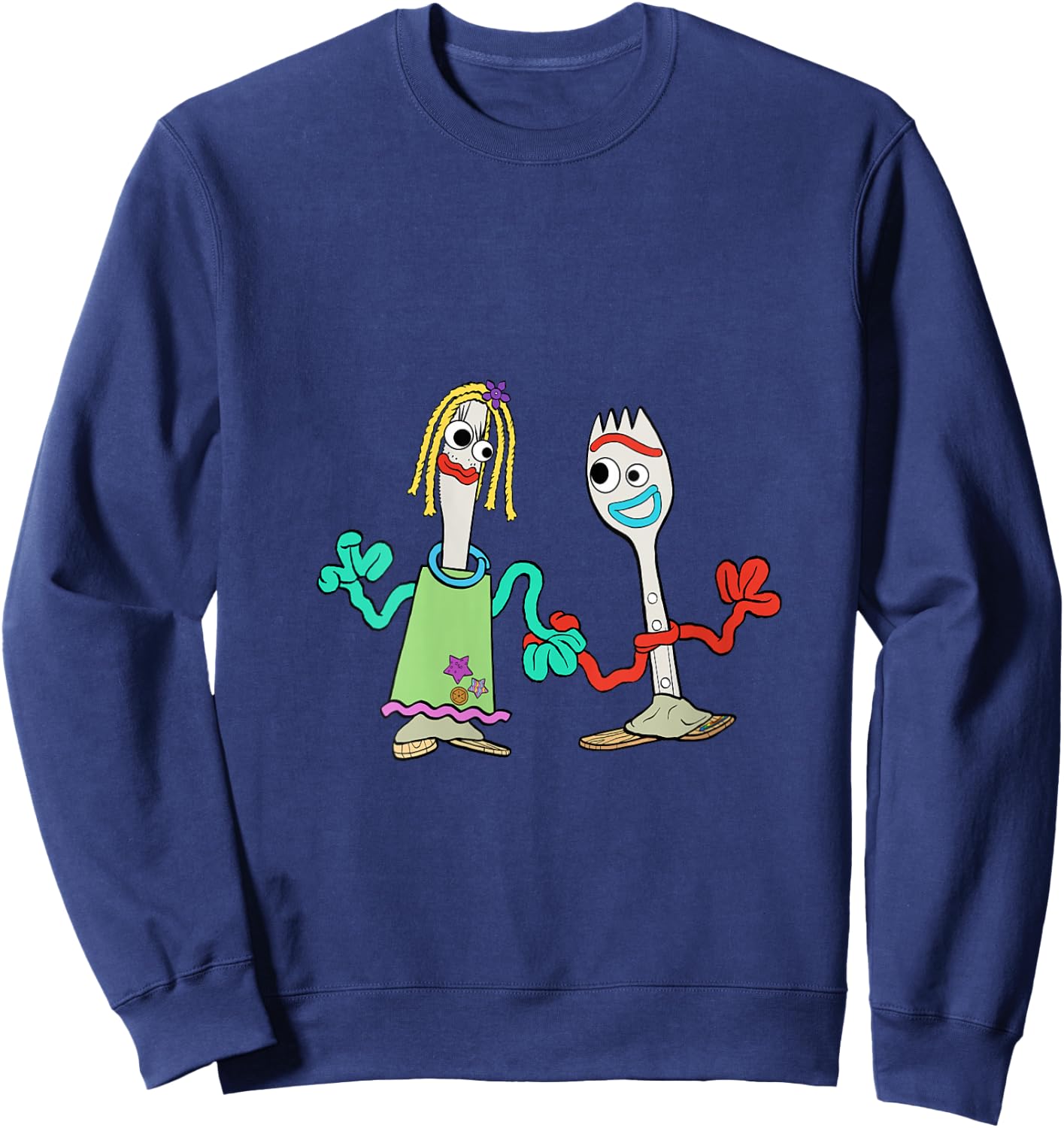 Women's Disney and Pixar's Toy Story 5 Forky Karen Beverly Big Pose V-Neck Sweatshirt - Sweatshirt | Navy
