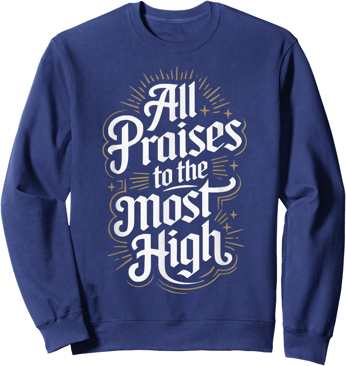 Yahweh Designs Hebrew Israelite All Praises to the Most High -Adult - Black - Small - Short Sleeve Sweatshirt - Sweatshirt | Navy