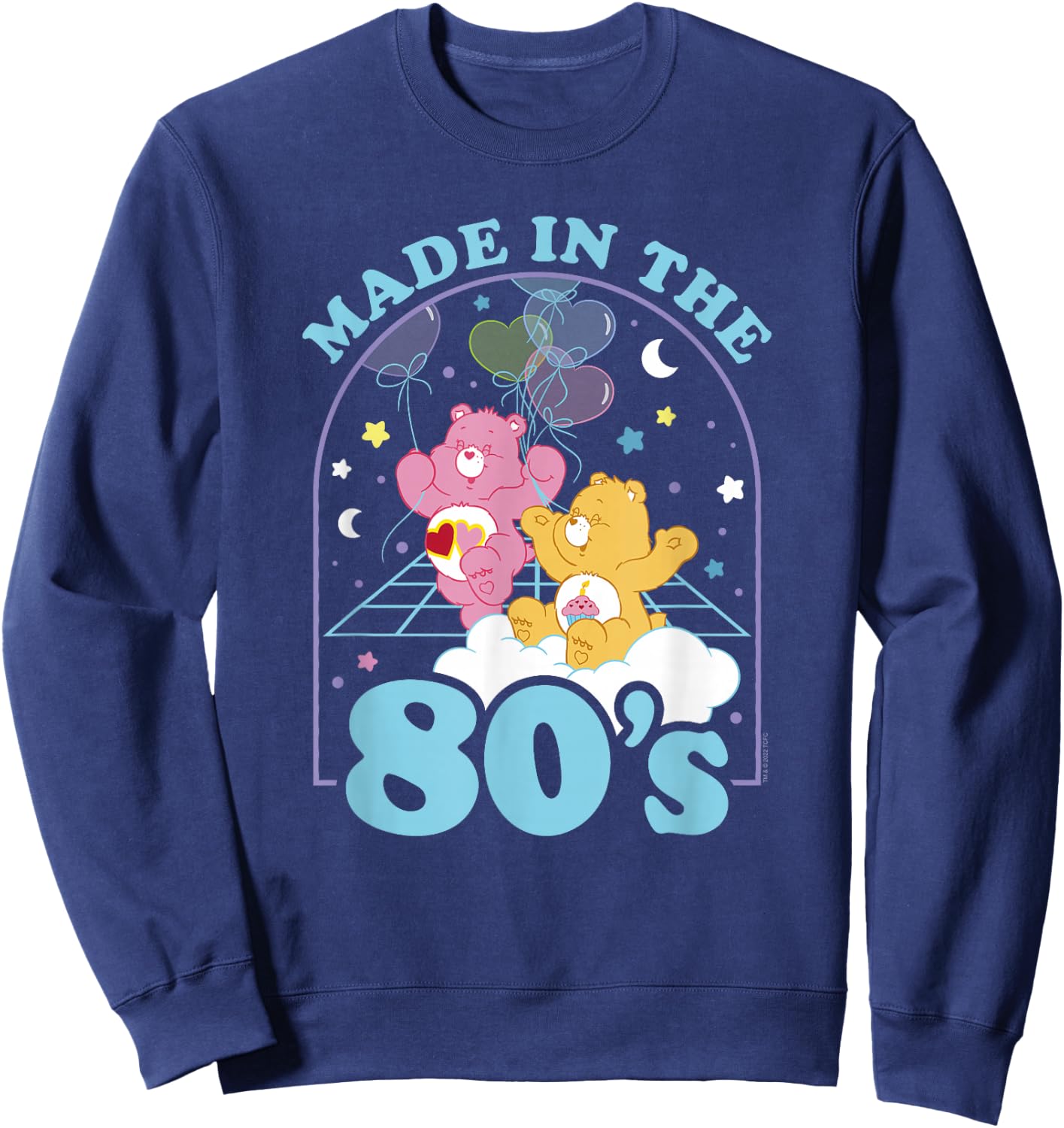 Care Bears Birthday Bear Love-A-Lot Bear Made In The 80's , Black, S Sweatshirt - Sweatshirt | Navy