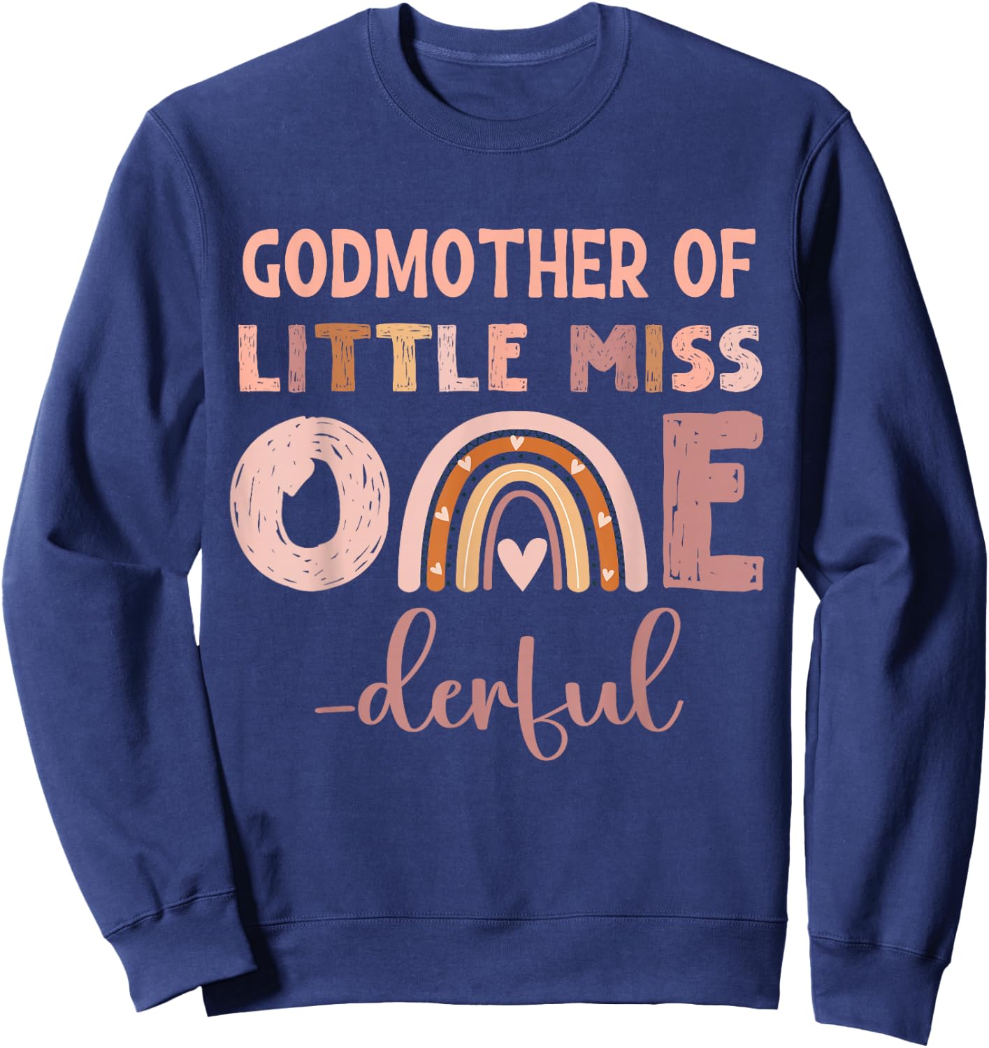 Miss Onederful Girl's 1st Birthday Cute Boho Godmother Sweatshirt - Sweatshirt | Navy