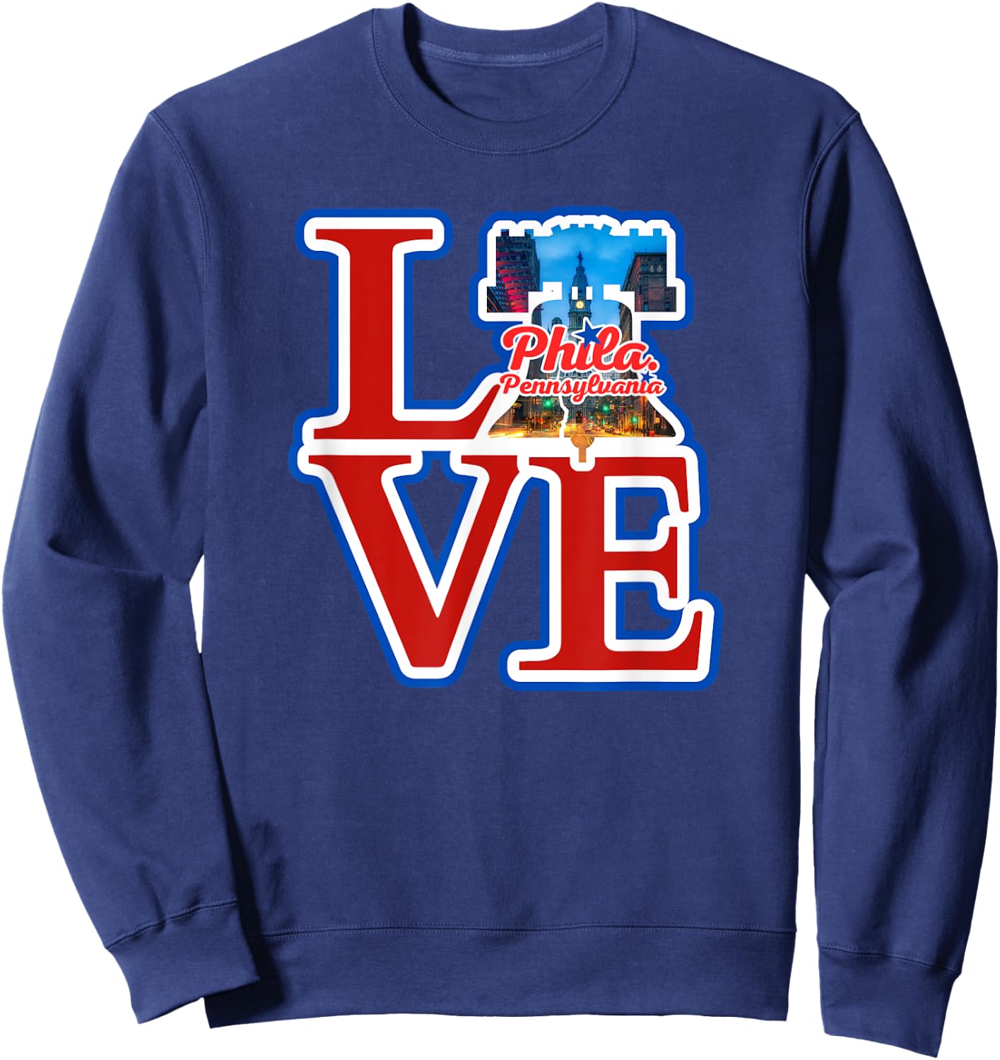 Philadelphia City of Brotherly Love Park Philly Liberty Bell Sweatshirt - Sweatshirt | Navy