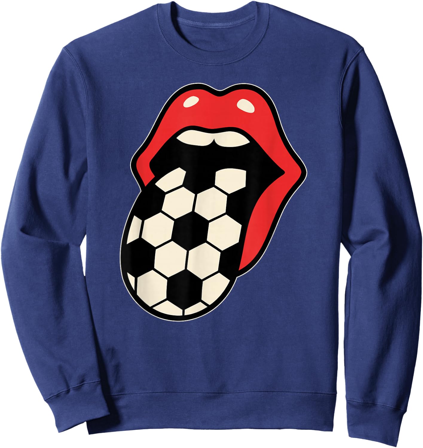 Soccer Tongue Red Lips Sweatshirt - Sweatshirt | Navy