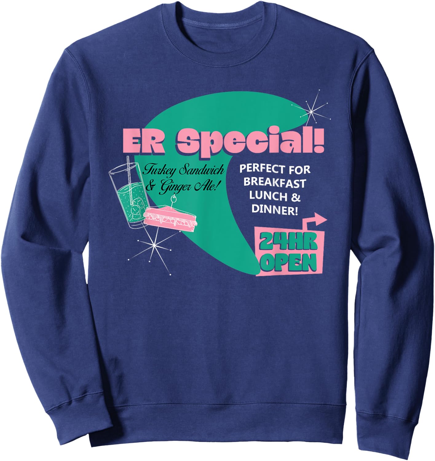Emergency Room Diner Nursing Humor Medical Joke Physicians Sweatshirt - Sweatshirt | Navy