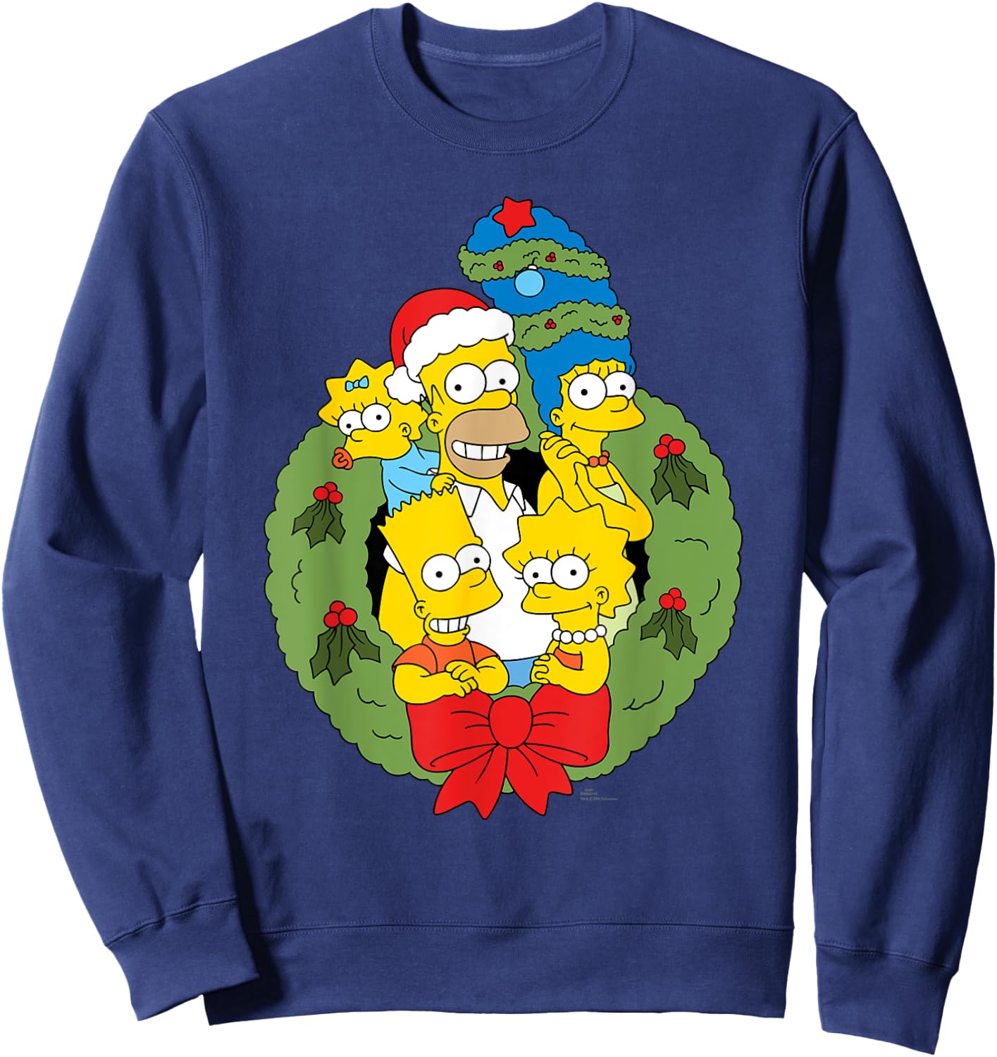 The Simpsons Holiday Family Christmas Wreath , Black, S Sweatshirt - Sweatshirt | Navy