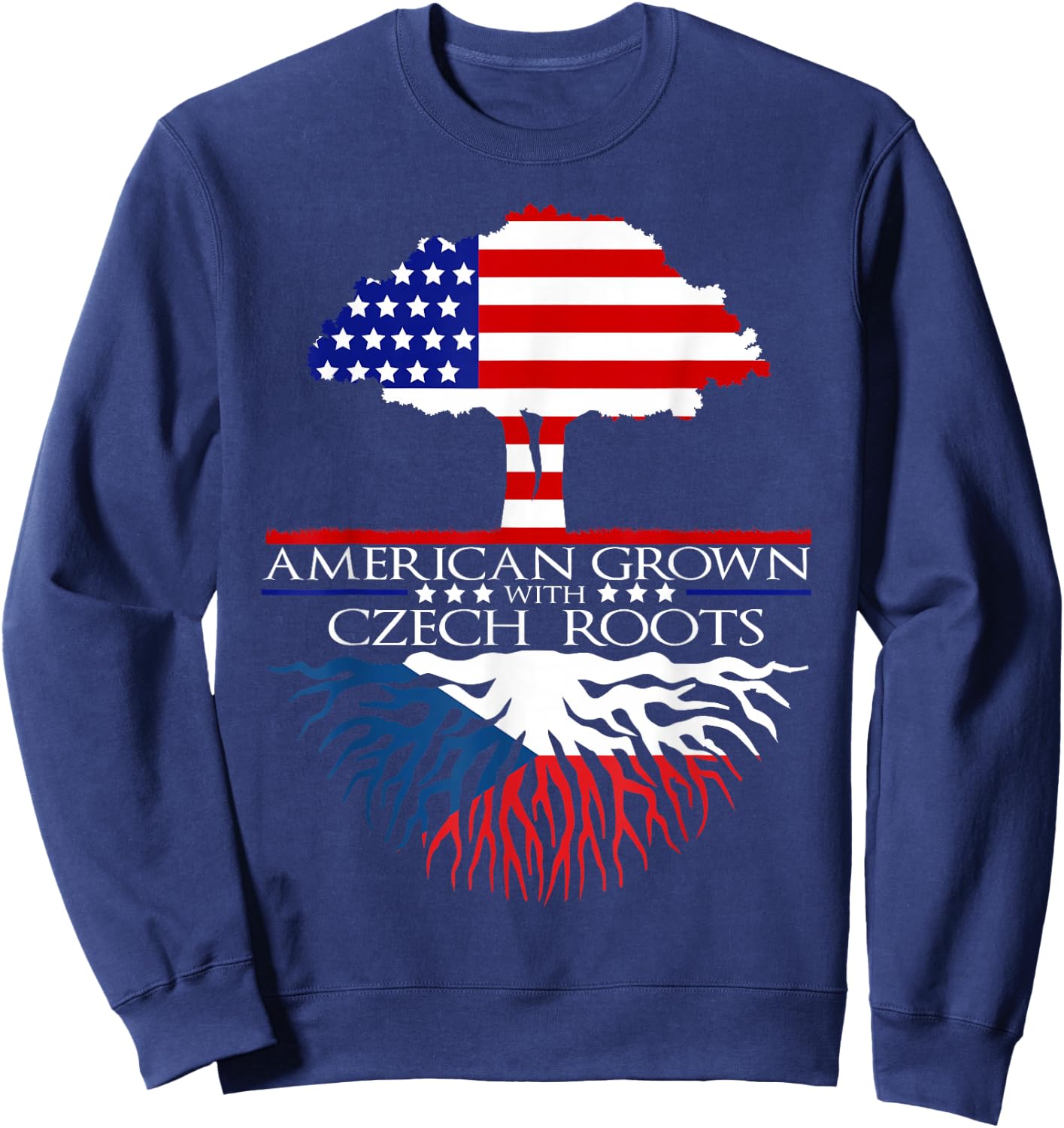 InGENIUS American Czech Ancestry Gifts Czech Roots US Czechoslovakia European Flag Sweatshirt - Sweatshirt | Navy