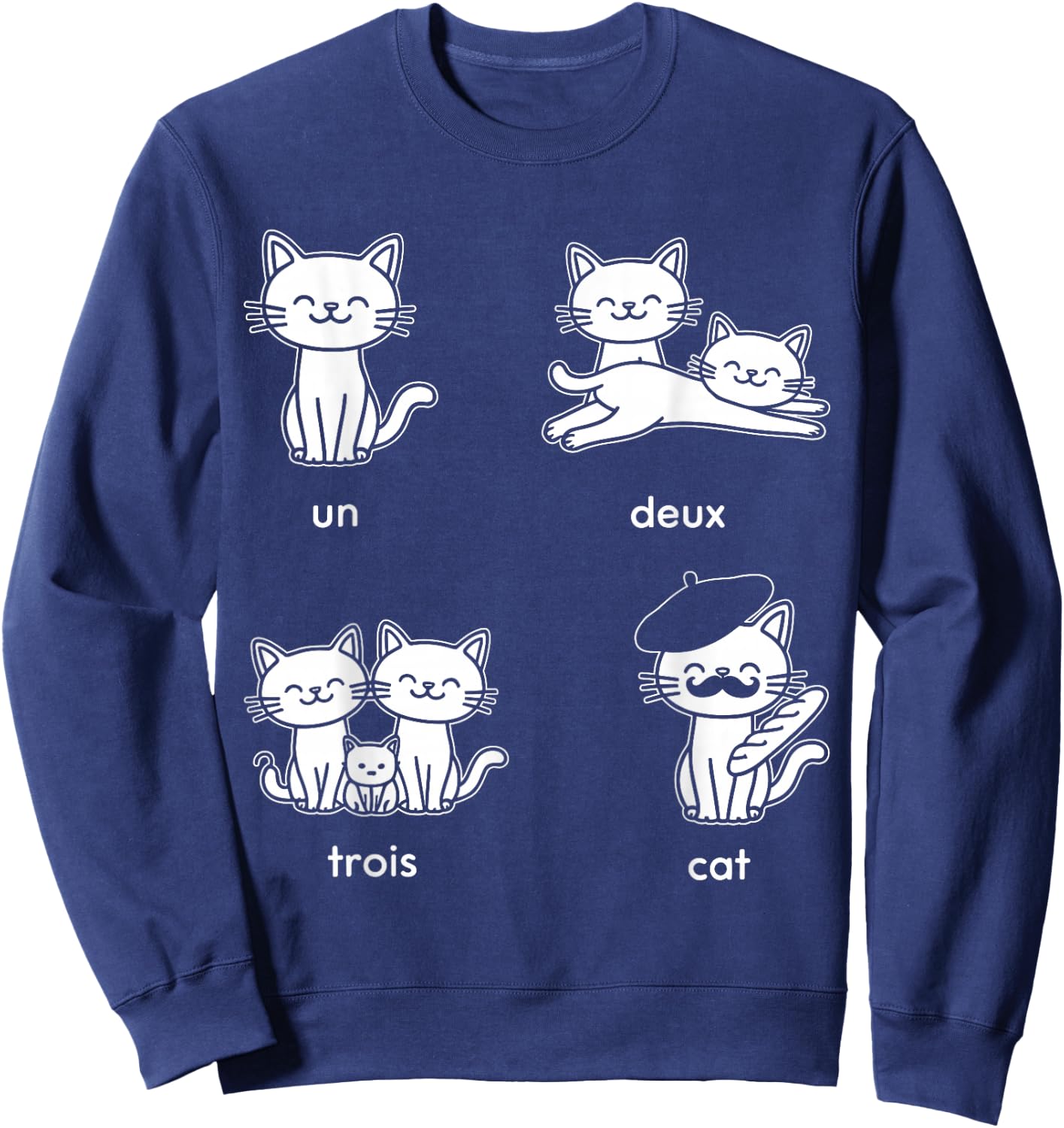 Un Deux Trois Cat Sweatshirt - Sweatshirt | Navy