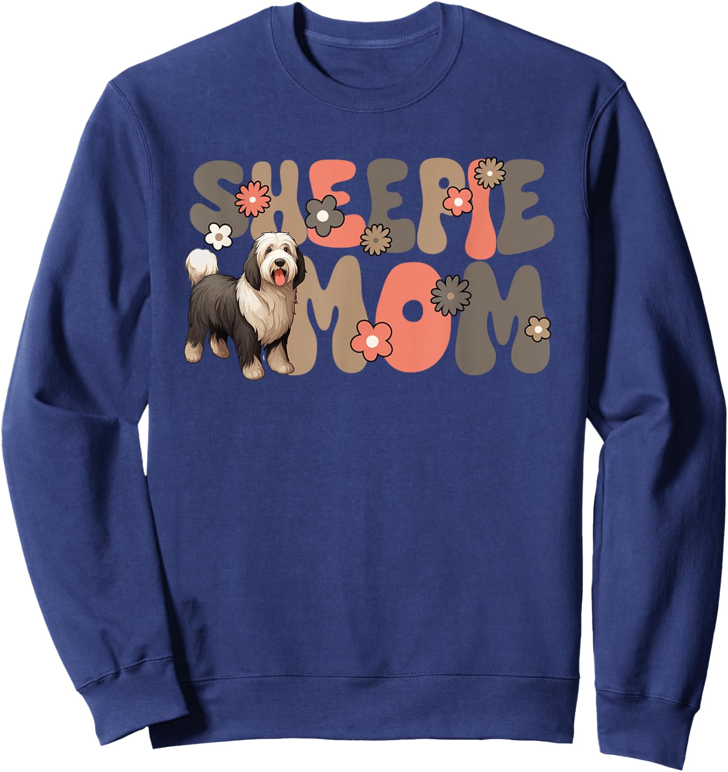Old English Sheepdog Groovy World's Best Sheepie Mom Sweatshirt - Sweatshirt | Navy