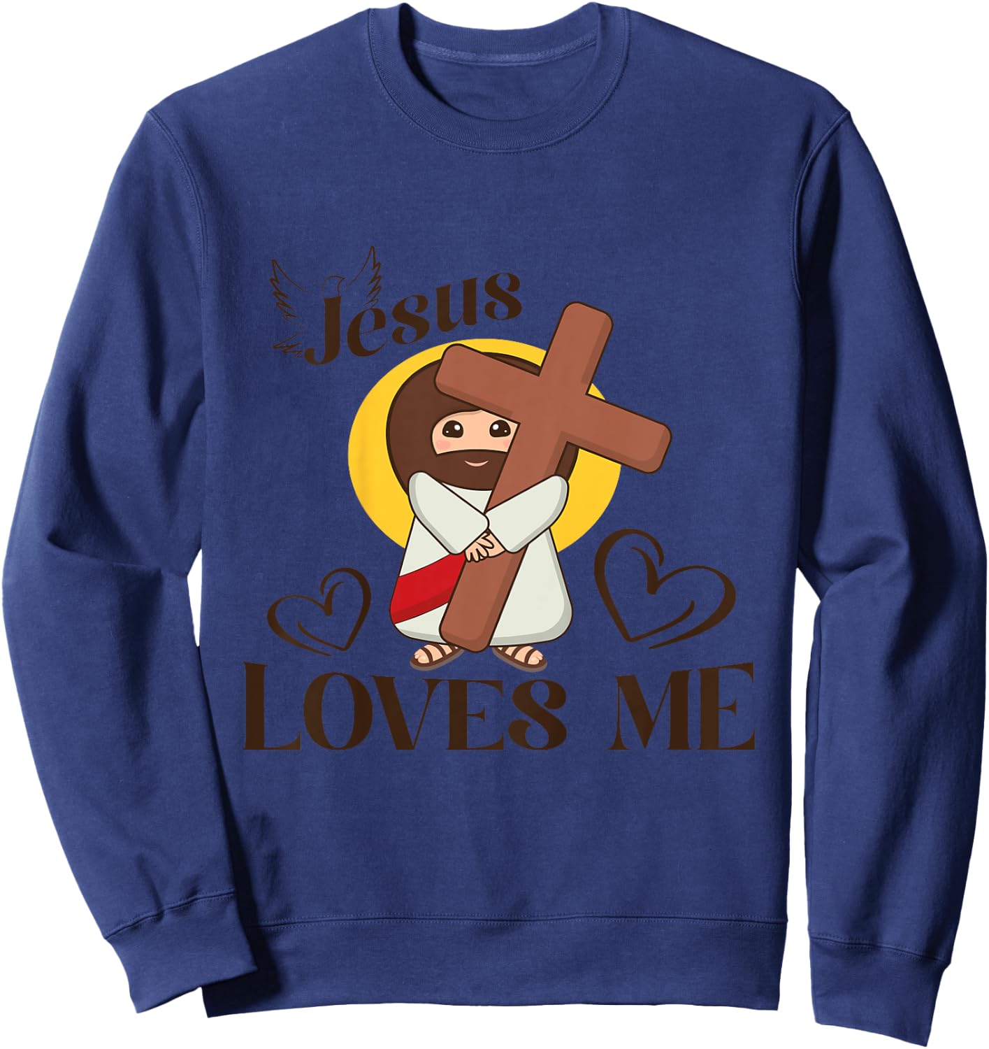 Kids Christian Jesus Loves Me, Christian God Lover Sweatshirt - Sweatshirt | Navy