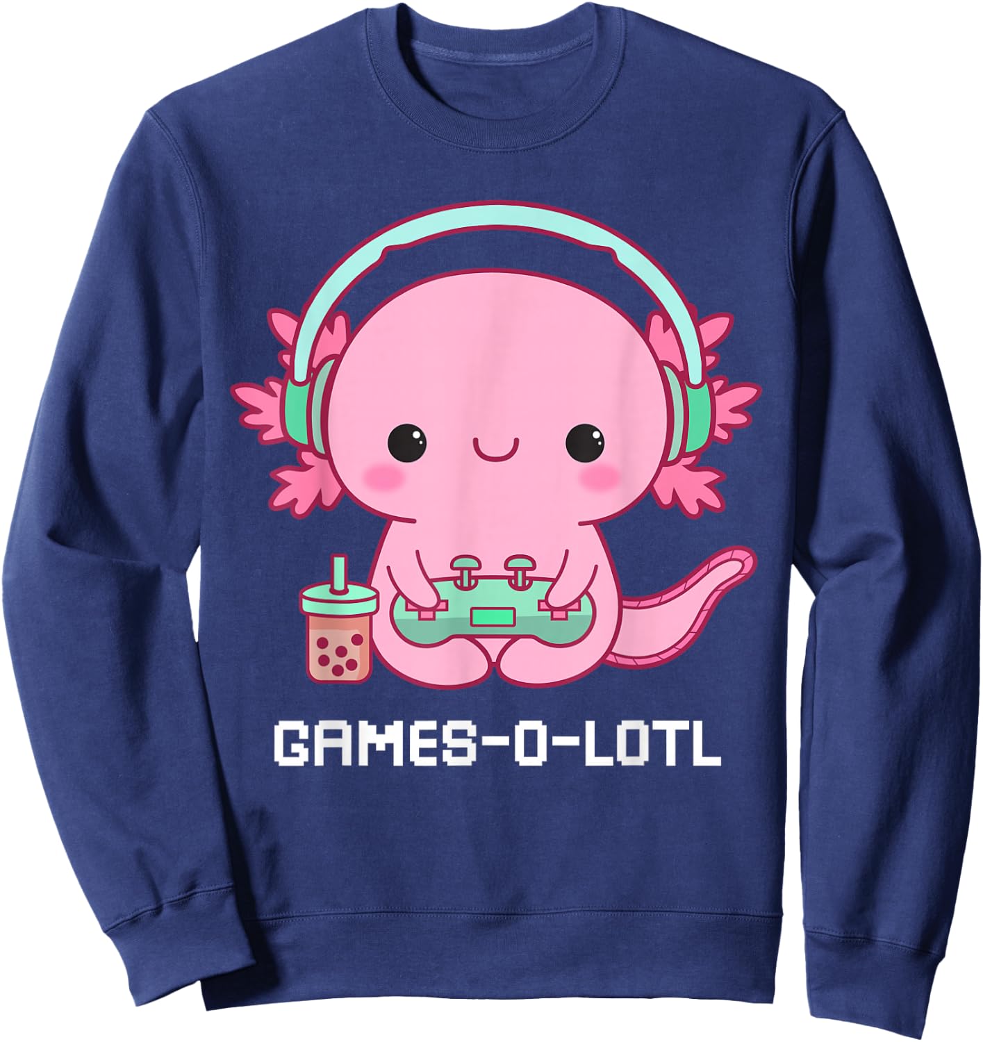 Gamesalotl Axolotl Cute Kawaii Fisch Spielen Videospiele Mädchen Sweatshirt - Sweatshirt | Navy
