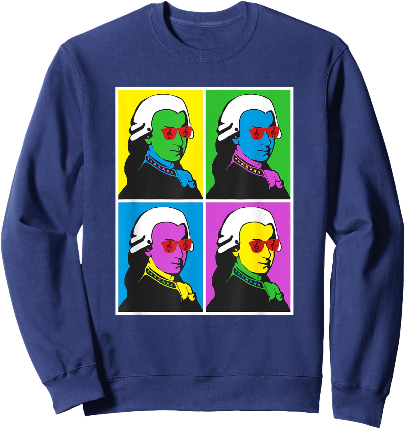 Wolfgang Amadeus Mozart Pop Art Poster Style Sweatshirt - Sweatshirt | Navy