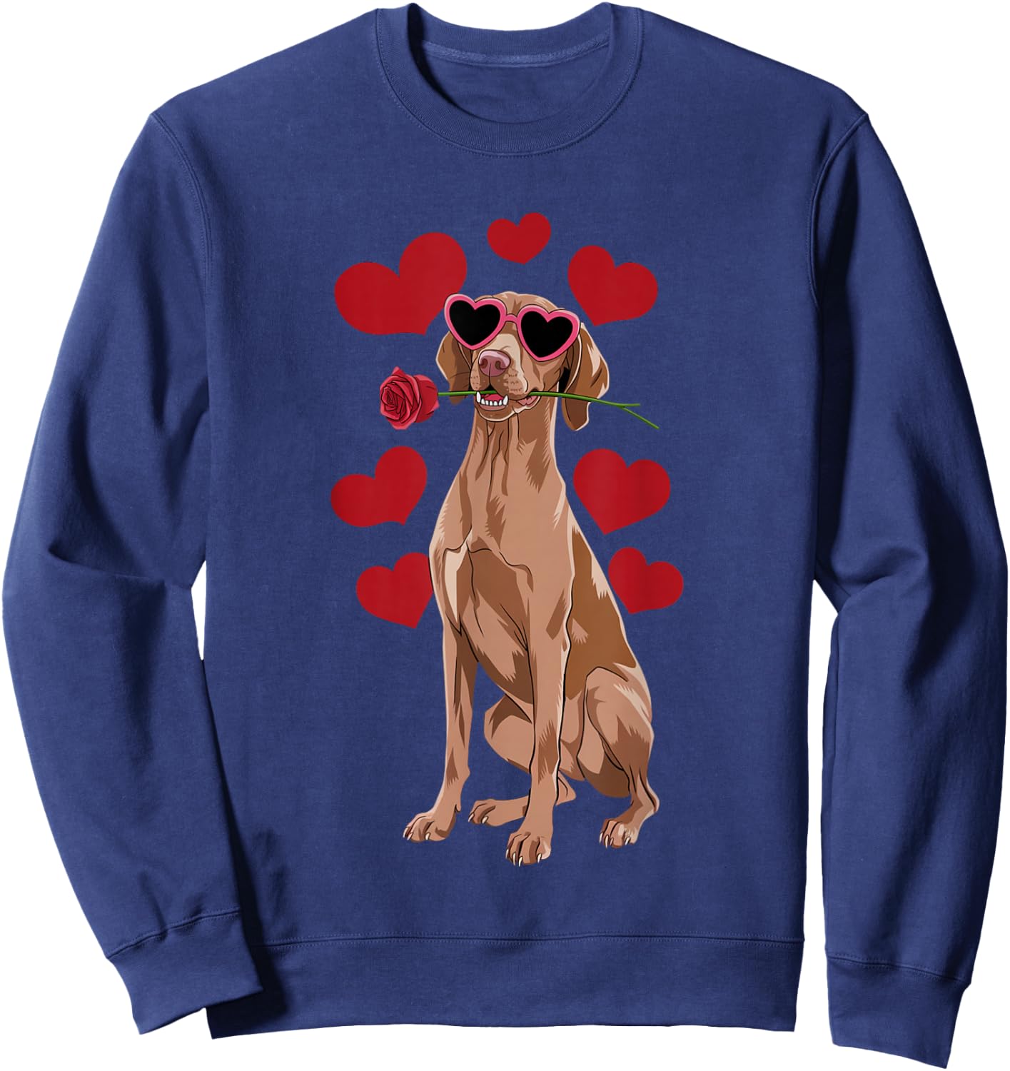 Vizsla Valentines Day Heart Dog Lover Sweatshirt - Sweatshirt | Navy
