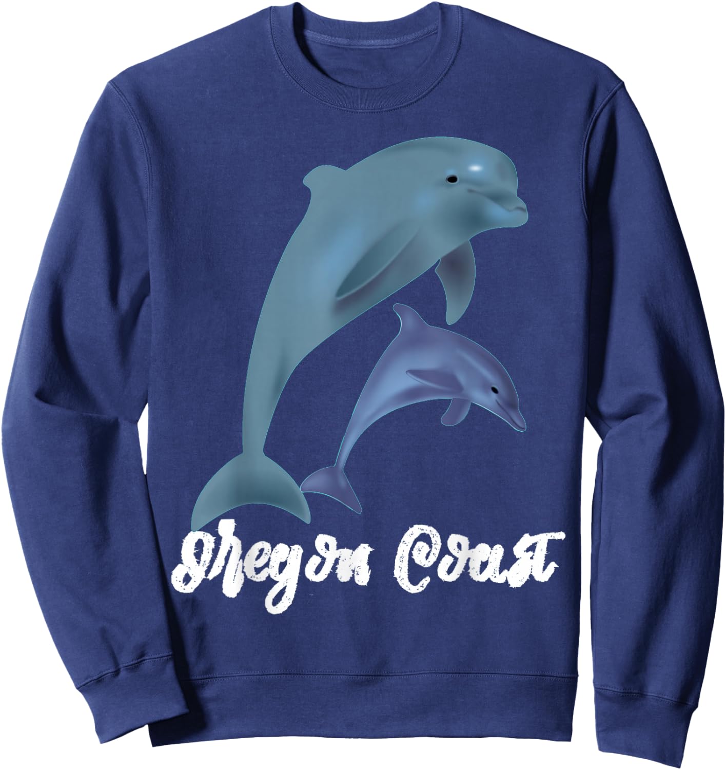 Oregon Coast Souvenir Dolphin PNW gift Sweatshirt - Sweatshirt | Navy